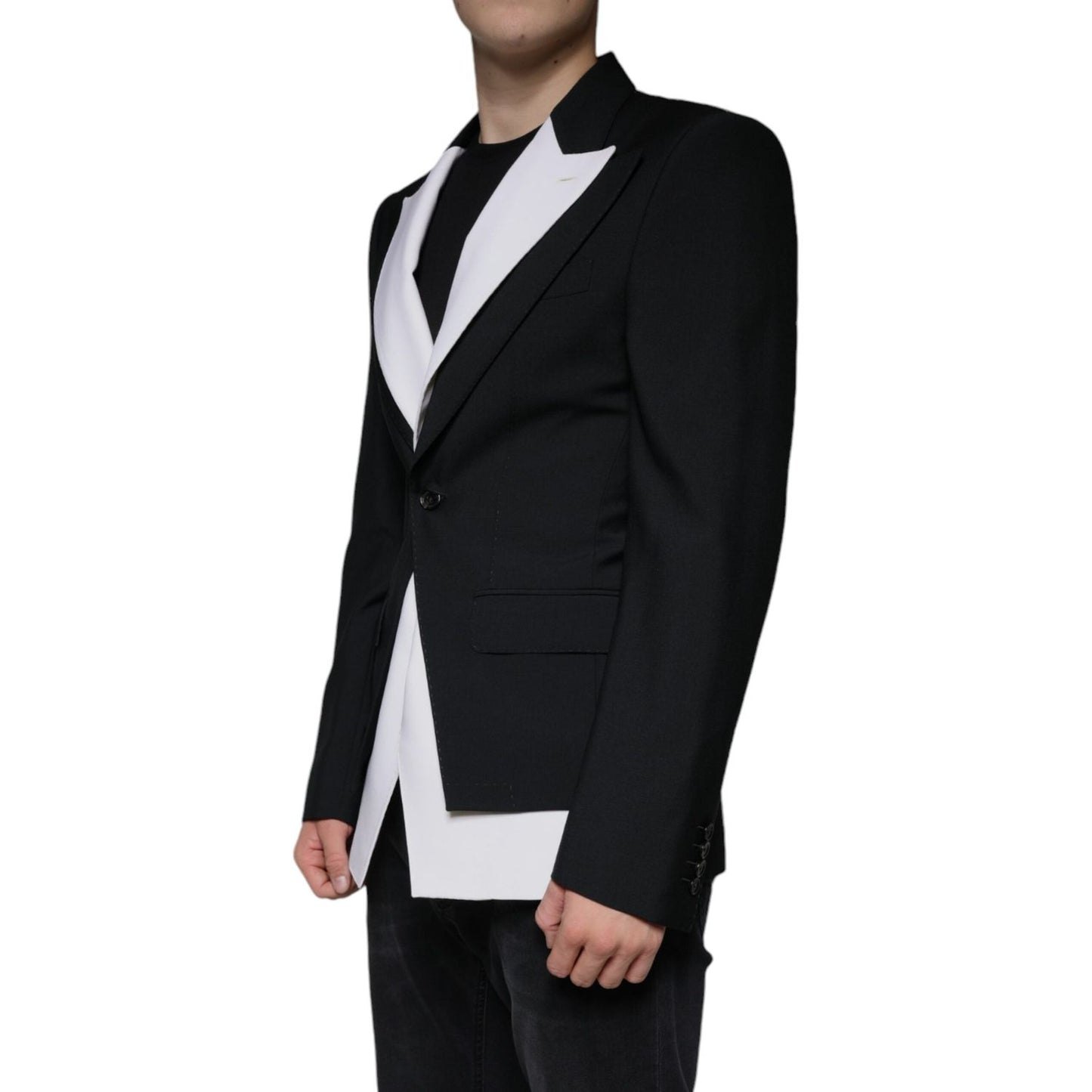 Dolce & Gabbana Black White Single Breasted Dress Blazer Dolce & Gabbana