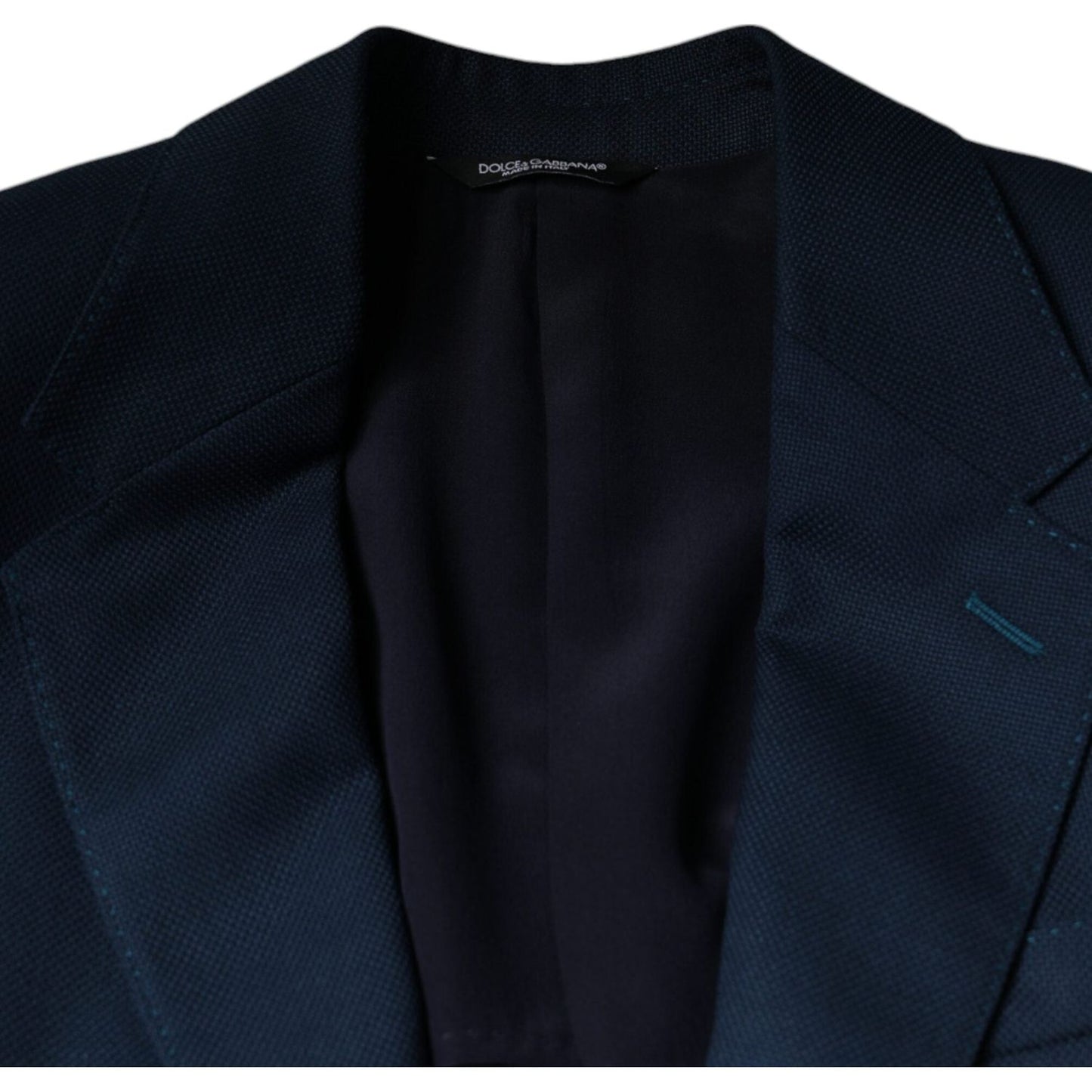 Dolce & Gabbana Blue Wool Logo Single Breasted Coat Blazer Dolce & Gabbana