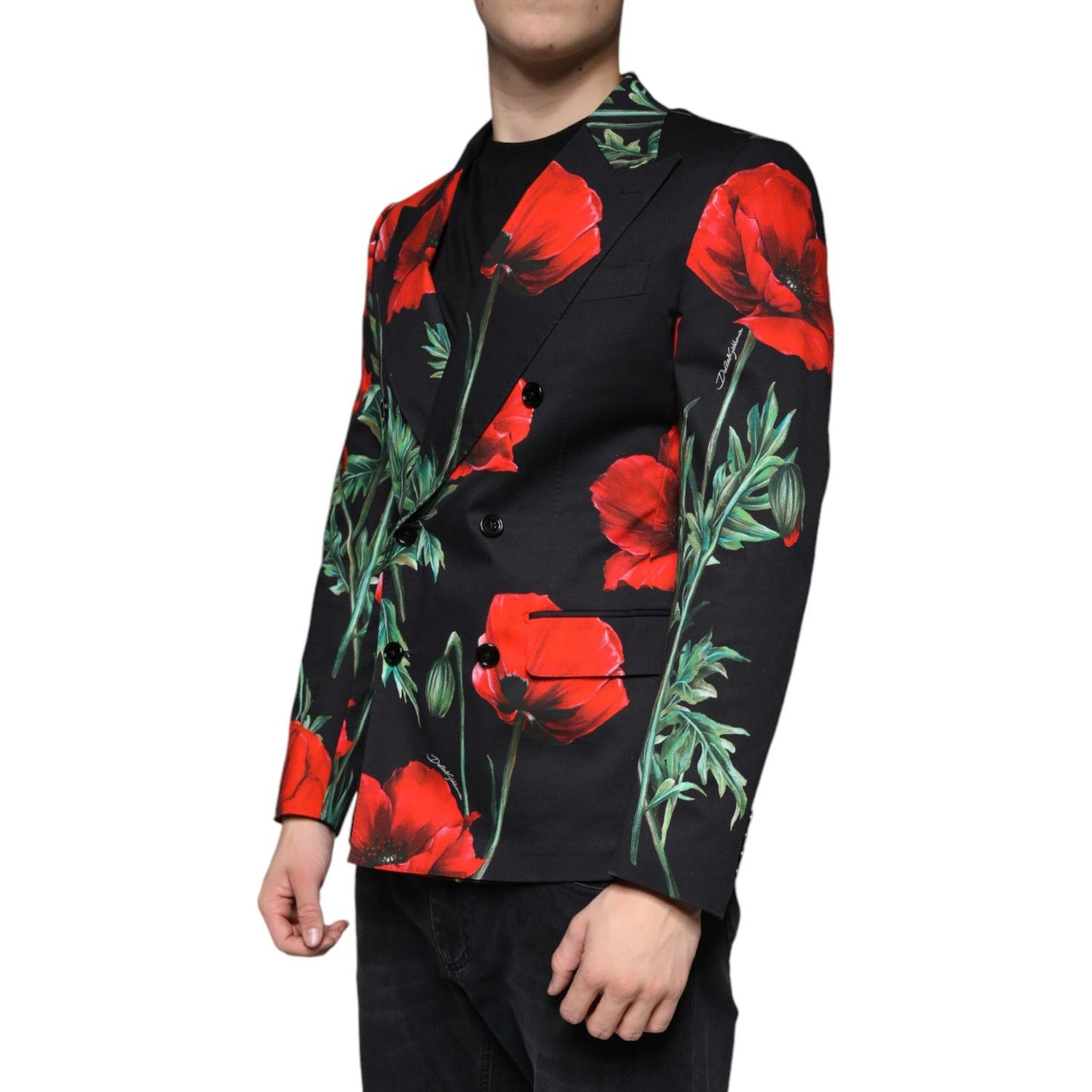 Dolce & Gabbana Black Floral Double Breasted Dress Blazer Dolce & Gabbana