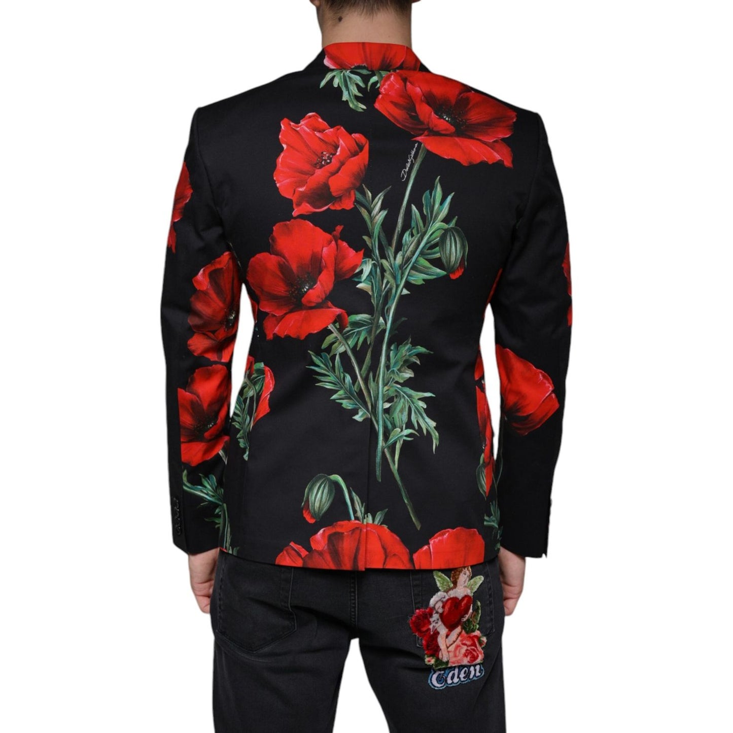 Dolce & Gabbana Black Floral Double Breasted Dress Blazer Dolce & Gabbana