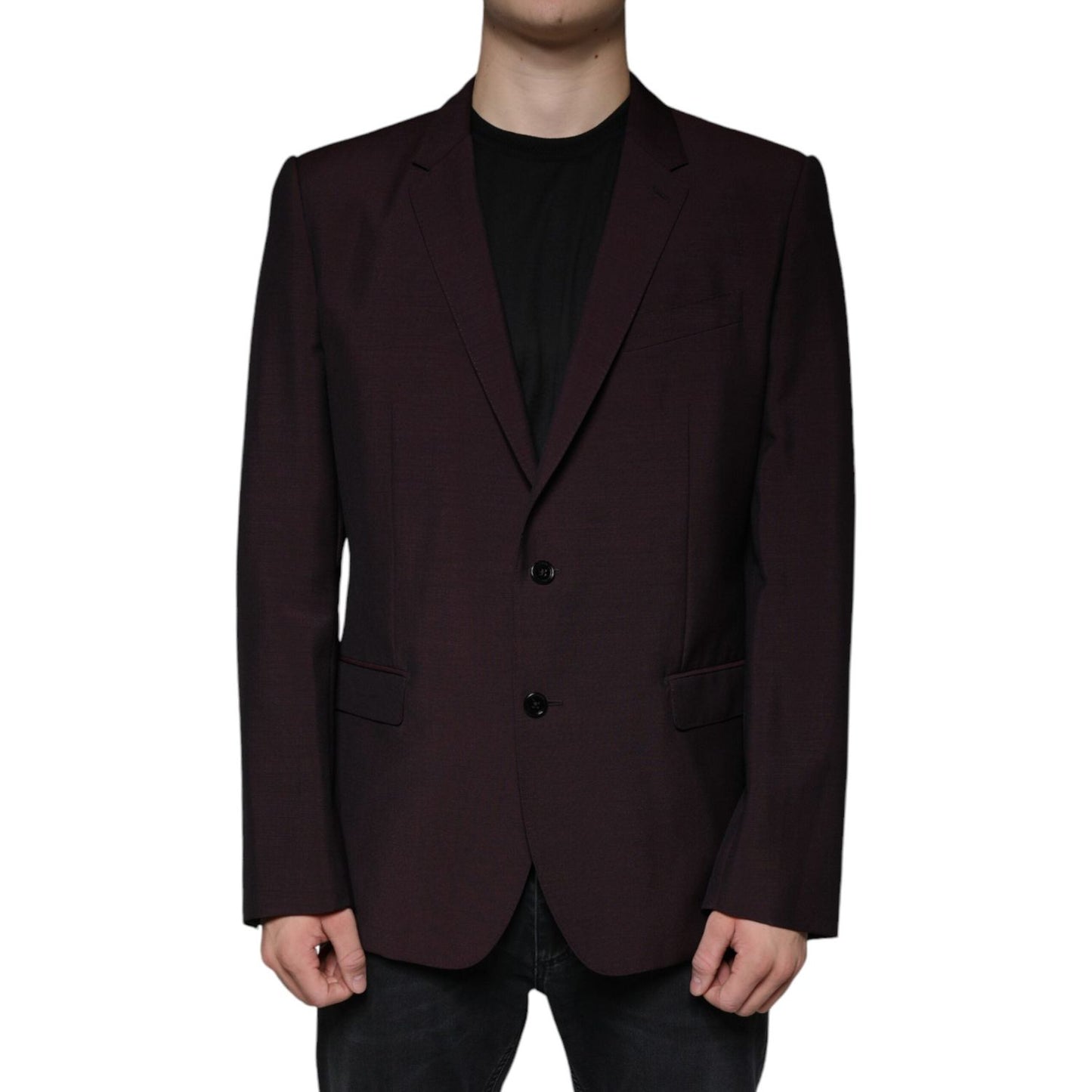 Dolce & Gabbana Bordeaux Wool Single Breasted Dress Blazer Dolce & Gabbana