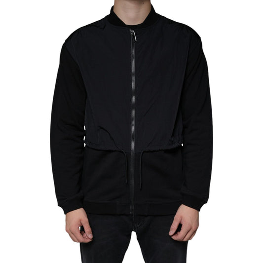 MSGM Black Cotton Full Zip Bomber Long Sleeves Jacket MSGM