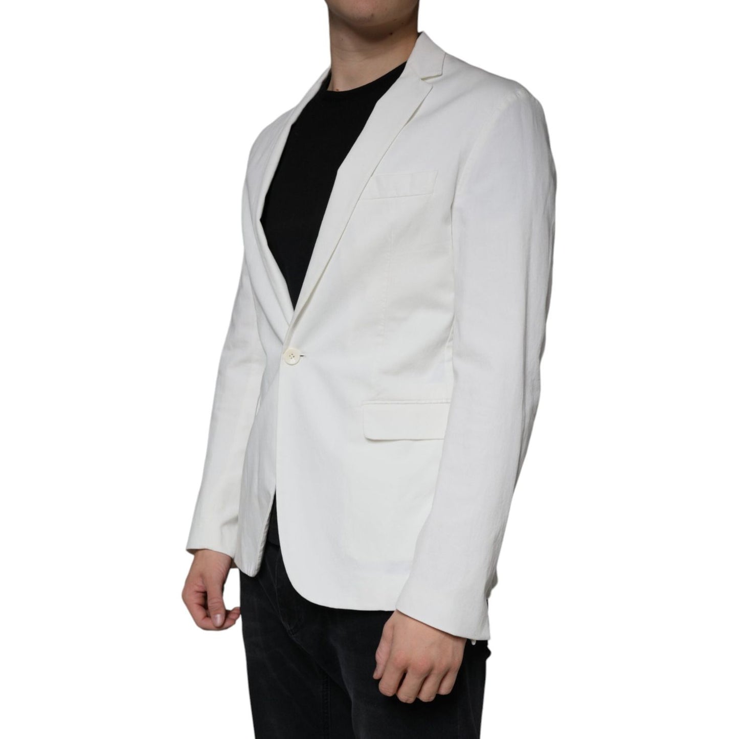 Dondup White Single Breasted One Button Dress Formal Blazer Dondup