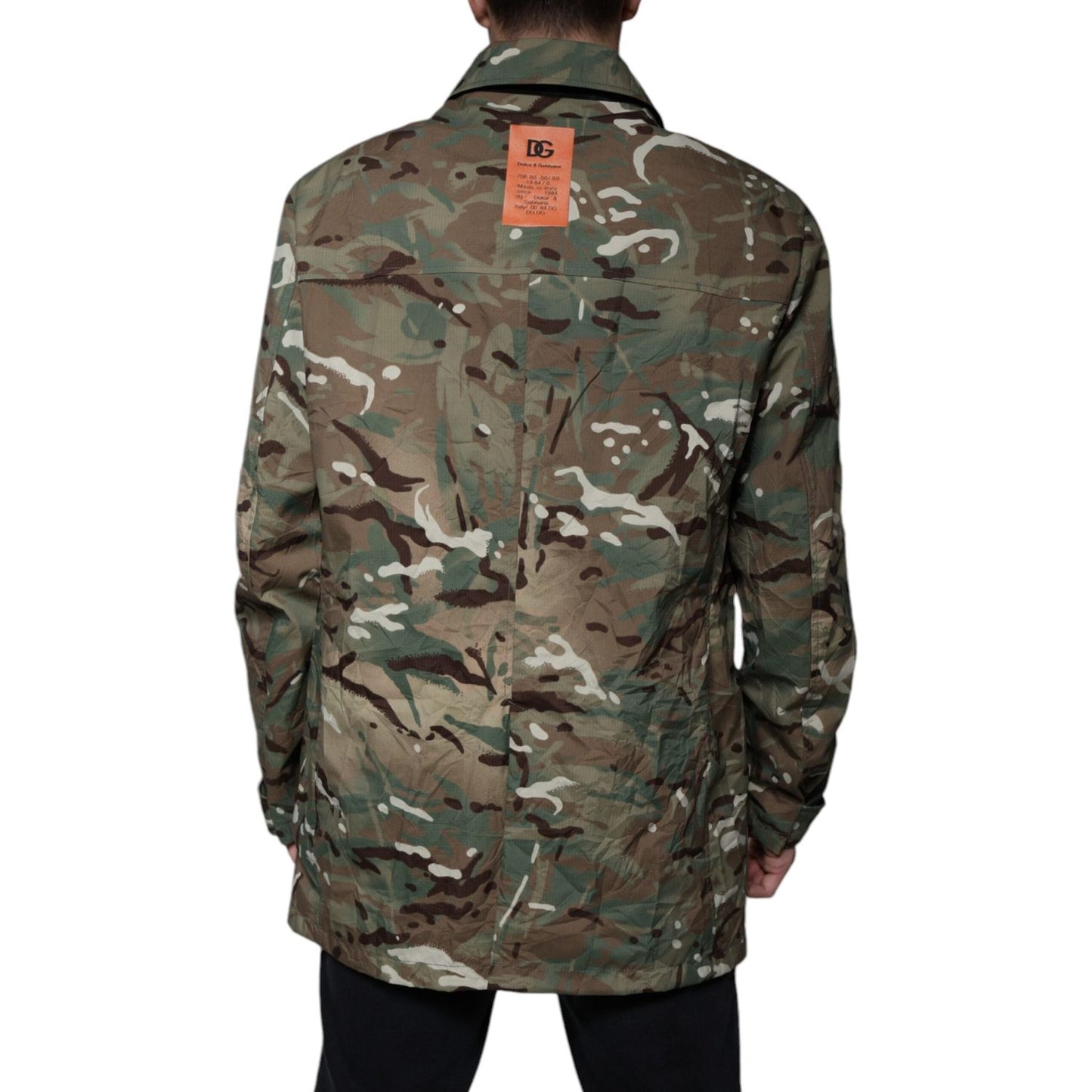 Dolce & Gabbana Multicolor Camouflage Collared Coat Jacket Dolce & Gabbana