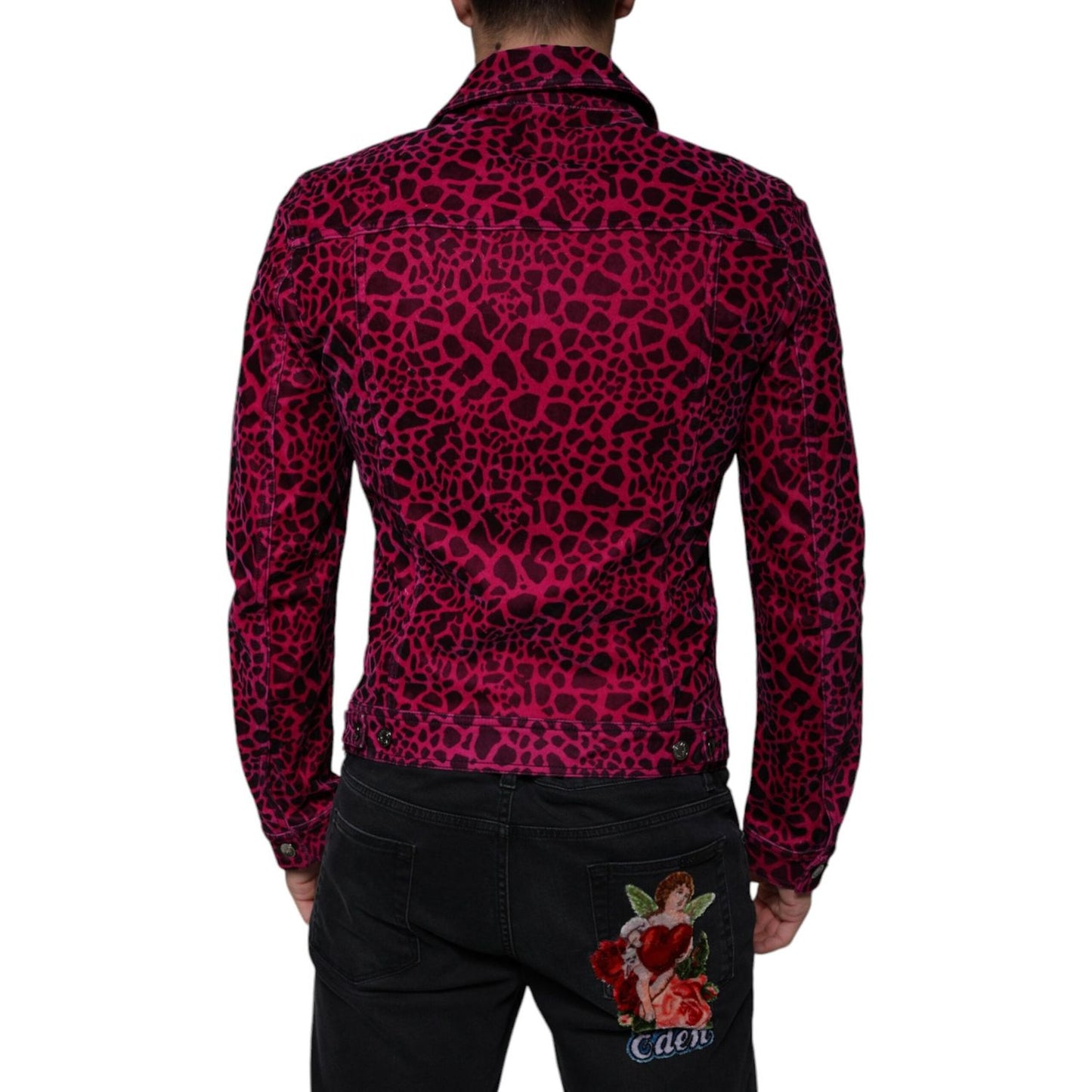 Dolce & Gabbana Fuchsia Leopard Button Down Collared Jacket Dolce & Gabbana