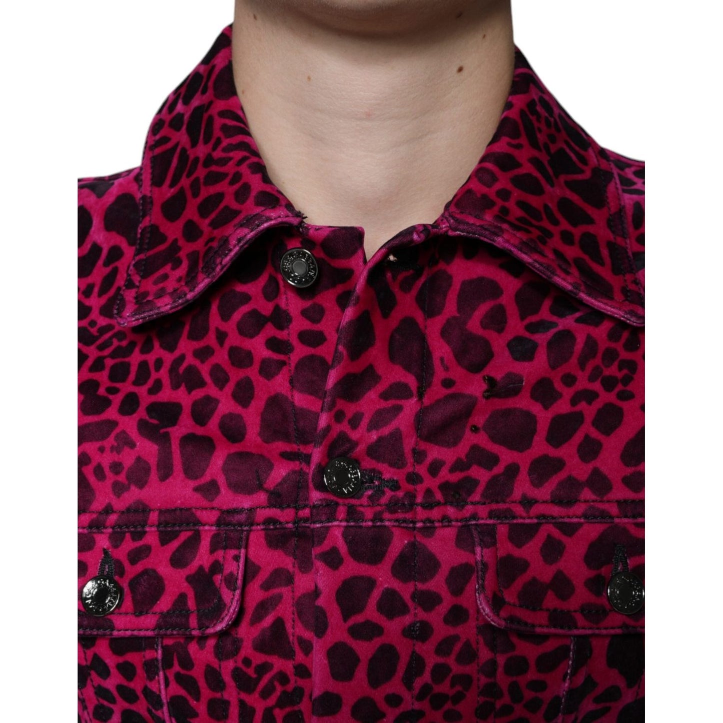 Dolce & Gabbana Fuchsia Leopard Button Down Collared Jacket Dolce & Gabbana