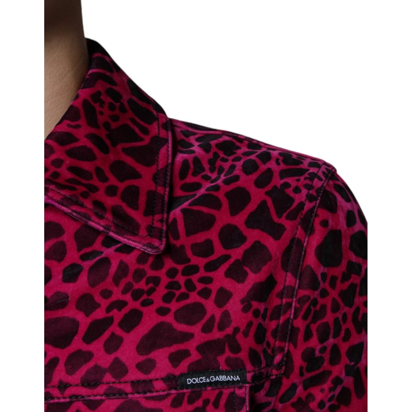 Dolce & Gabbana Fuchsia Leopard Button Down Collared Jacket Dolce & Gabbana