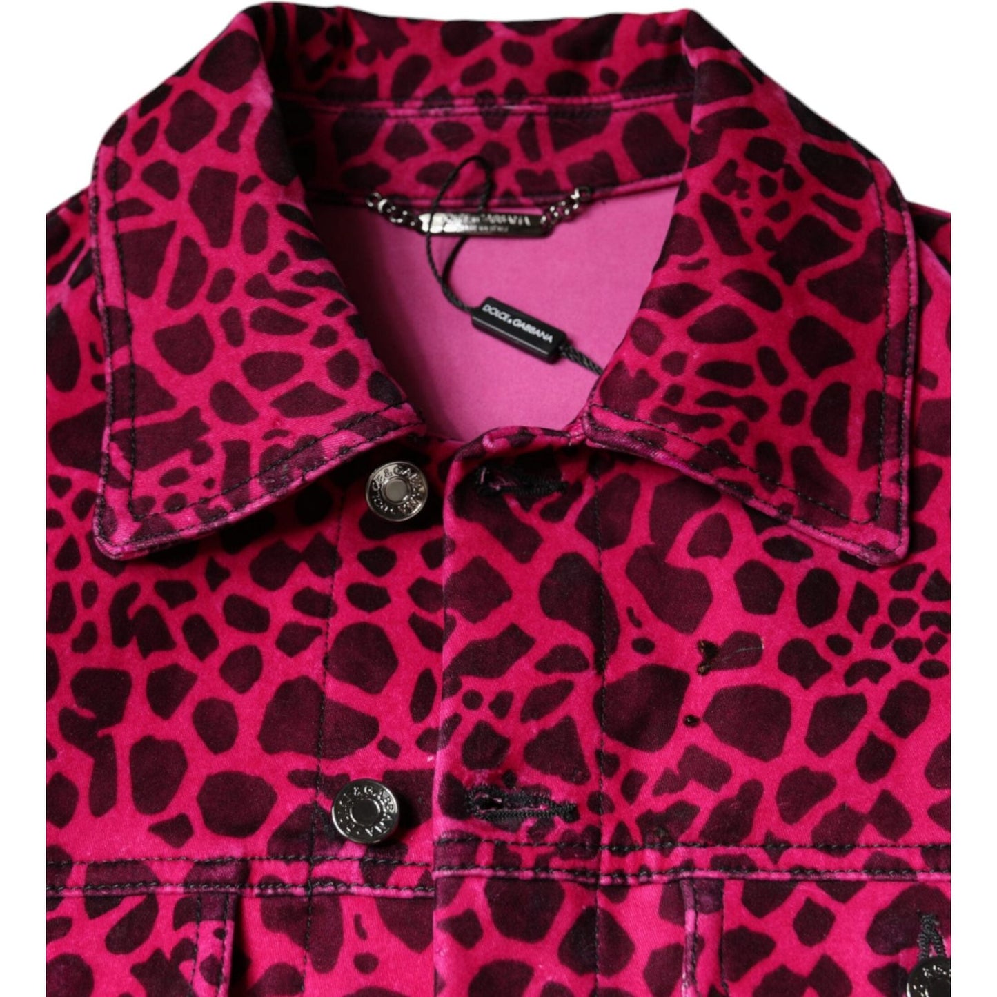 Dolce & Gabbana Fuchsia Leopard Button Down Collared Jacket Dolce & Gabbana