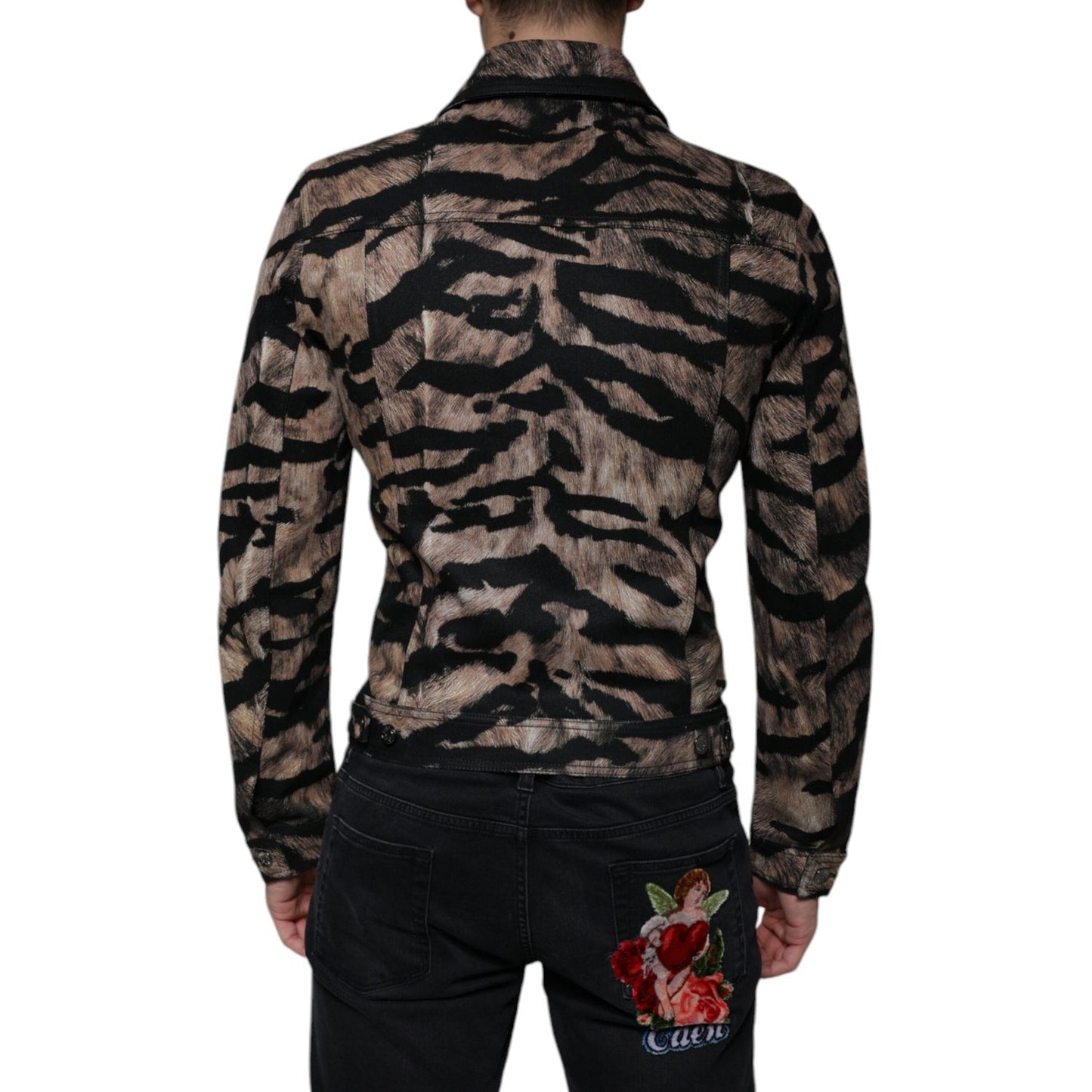 Dolce & Gabbana Brown Tiger Button Down Collared Jacket Dolce & Gabbana