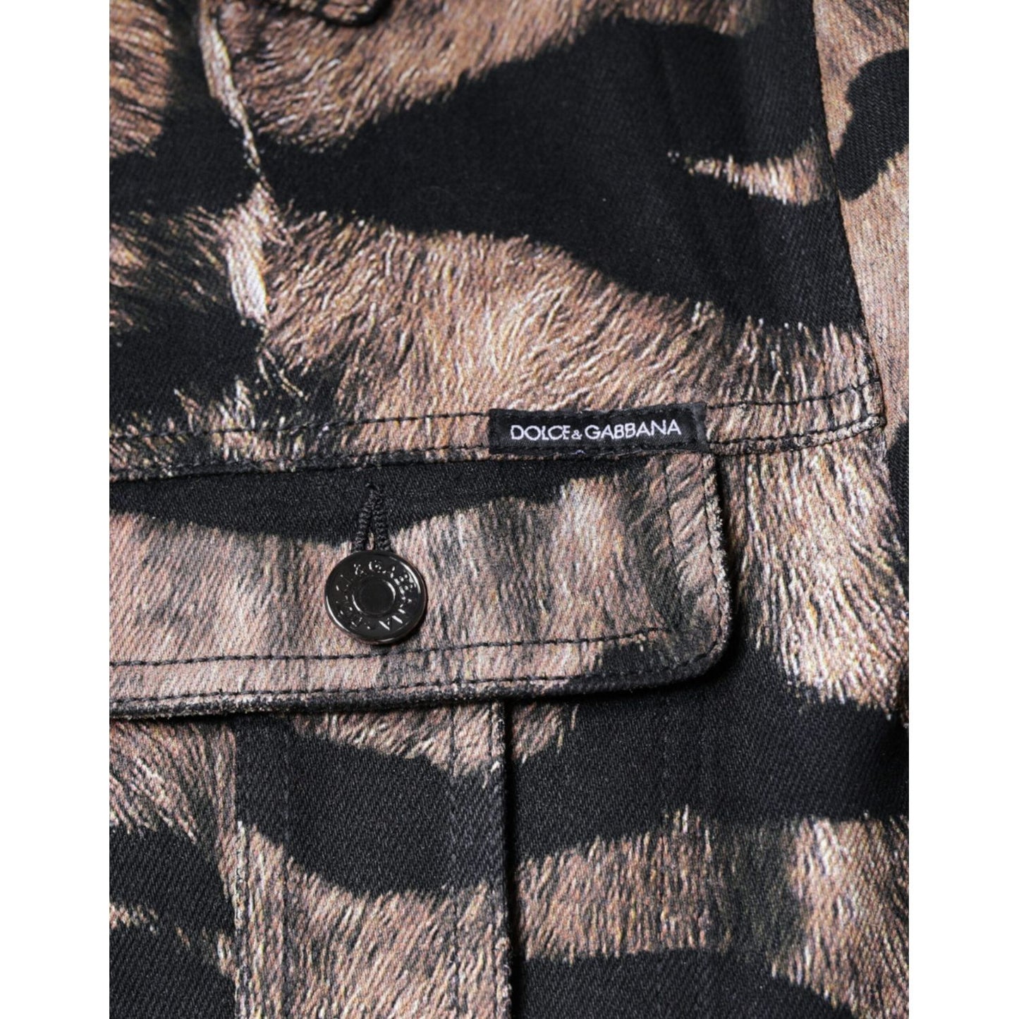 Dolce & Gabbana Brown Tiger Button Down Collared Jacket Dolce & Gabbana