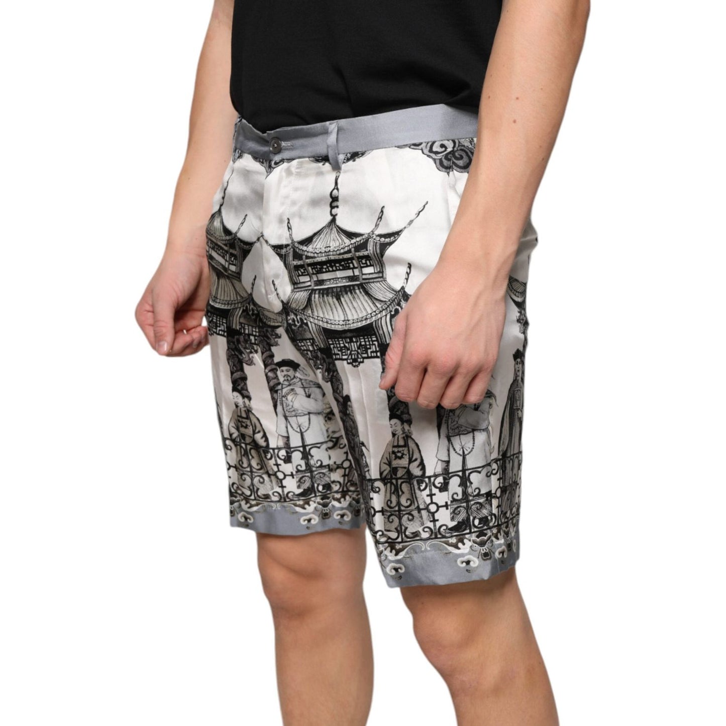 Dolce & Gabbana Multicolor Printed Silk Men Bermuda Shorts Dolce & Gabbana