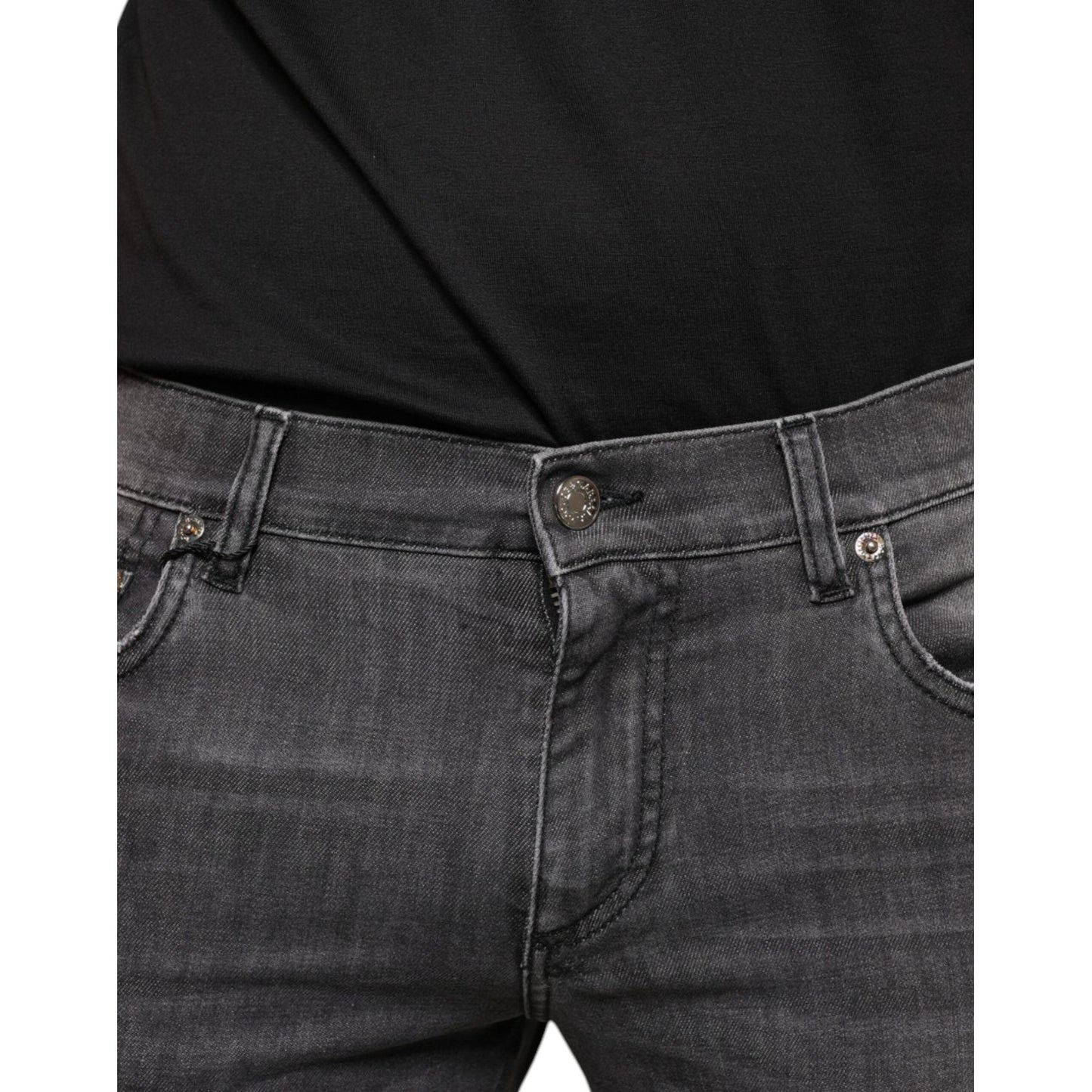 Dolce & Gabbana Black Tattered Cotton Skinny Men Denim Jeans Dolce & Gabbana