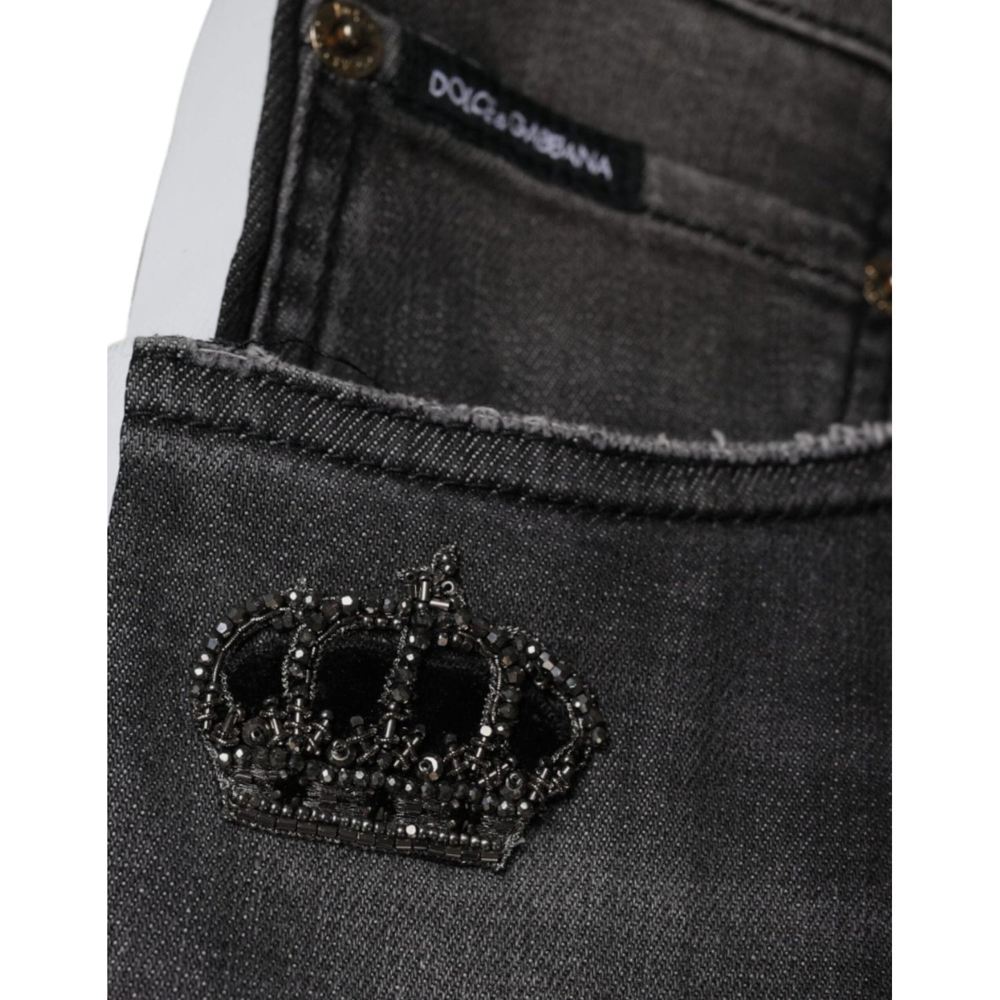 Dolce & Gabbana Black Tattered Cotton Skinny Men Denim Jeans Dolce & Gabbana