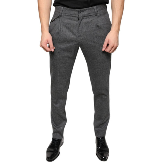 Dolce & Gabbana Gray Check Tartan Wool Skinny Pants Dolce & Gabbana