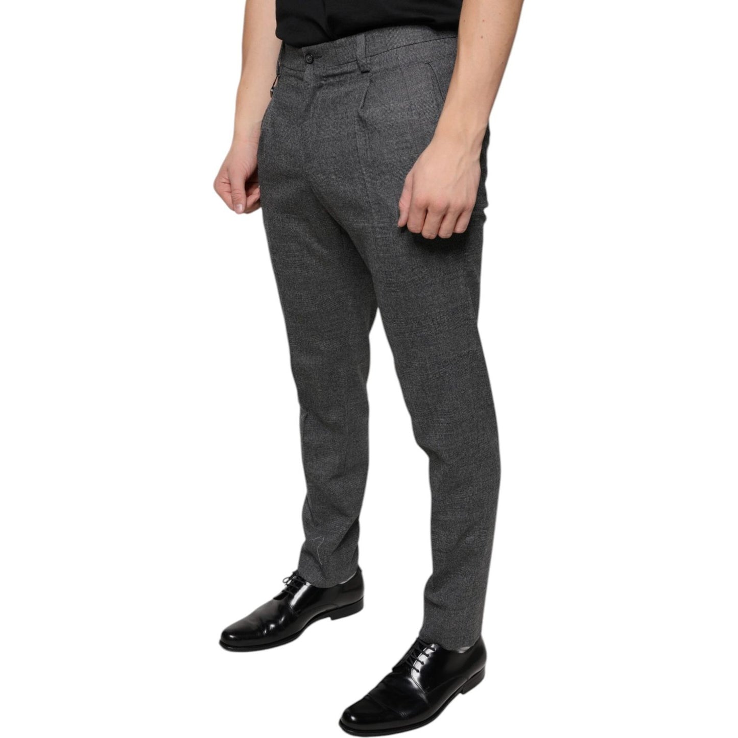 Dolce & Gabbana Gray Check Tartan Wool Skinny Pants Dolce & Gabbana