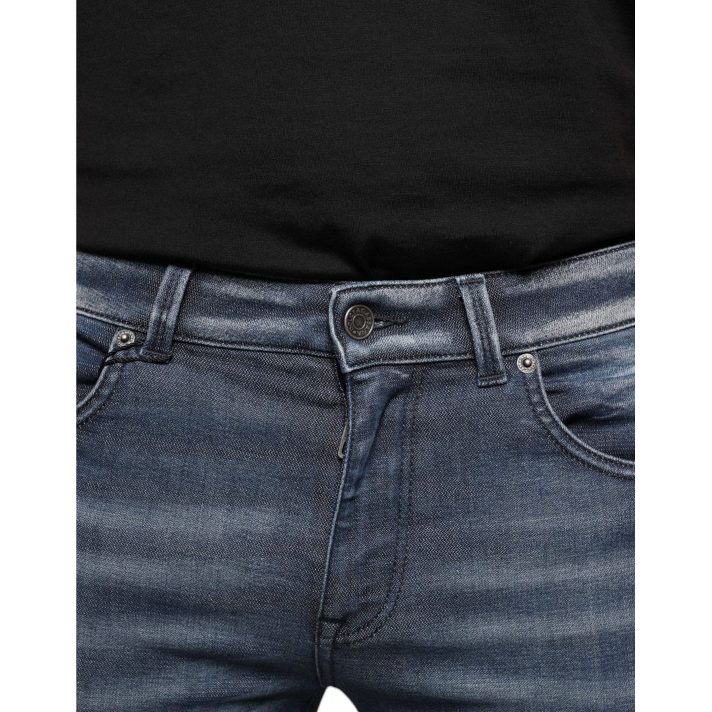 Dolce & Gabbana Dark Blue Washed Cotton Skinny Denim Jeans Dolce & Gabbana