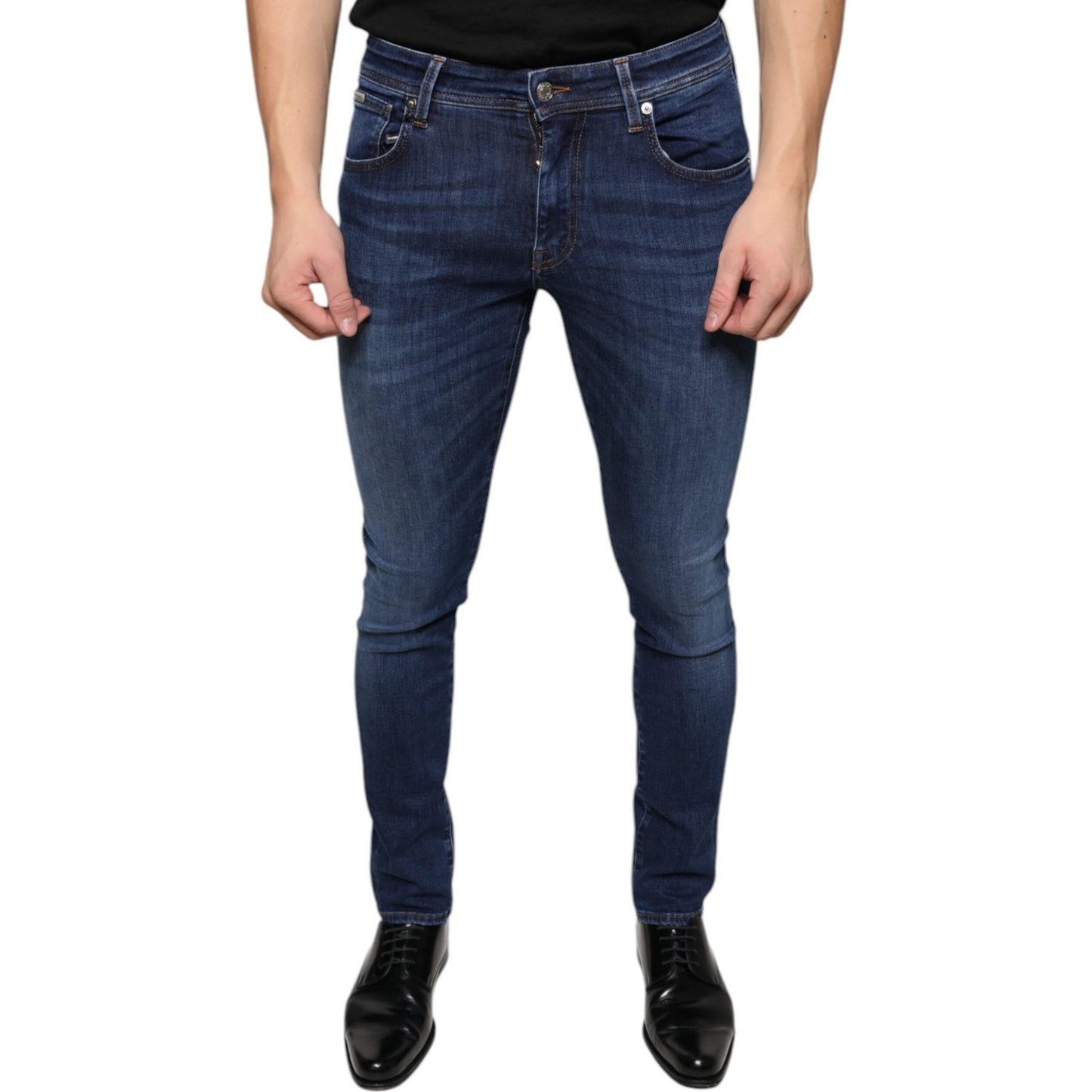 Dolce & Gabbana Dark Blue Cotton Stretch Skinny Denim Jeans Dolce & Gabbana