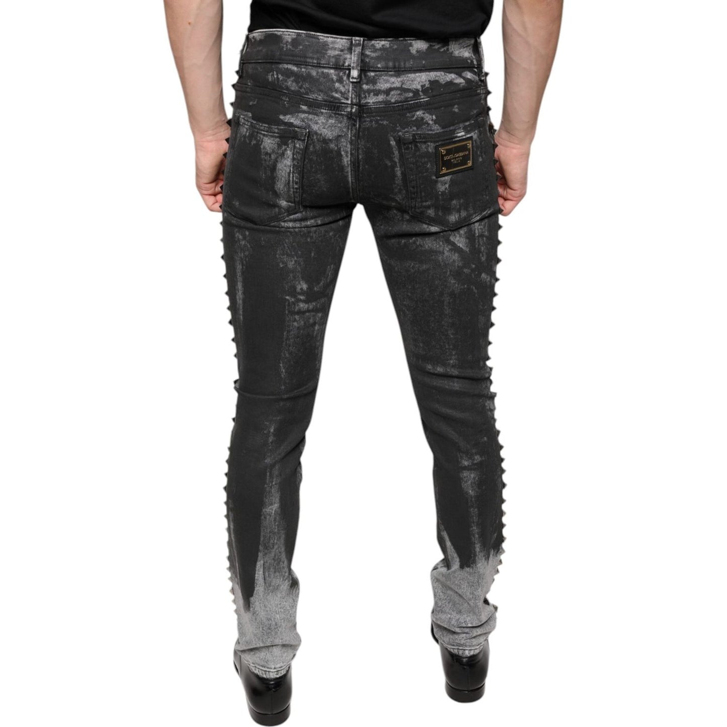 Dolce & Gabbana Black Embellished Cotton Skinny Denim Jeans Dolce & Gabbana