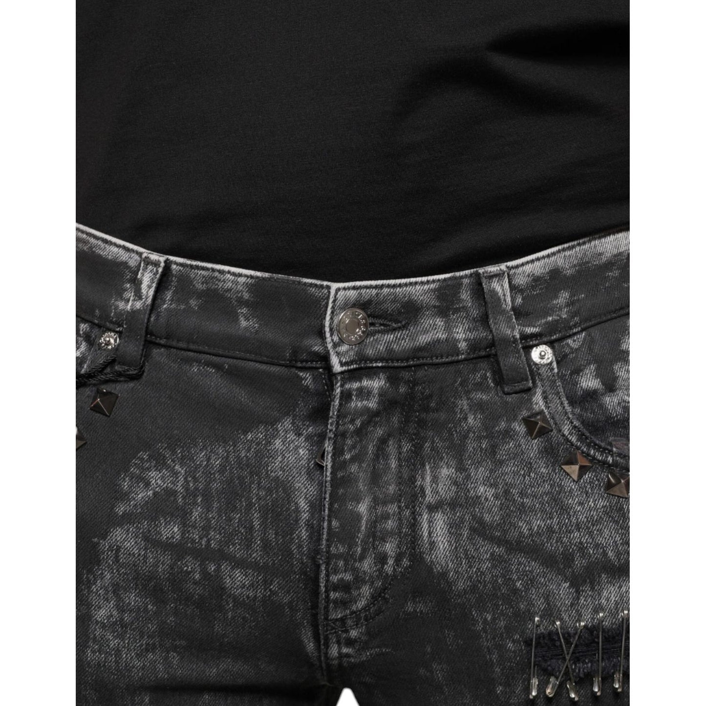 Dolce & Gabbana Black Embellished Cotton Skinny Denim Jeans Dolce & Gabbana