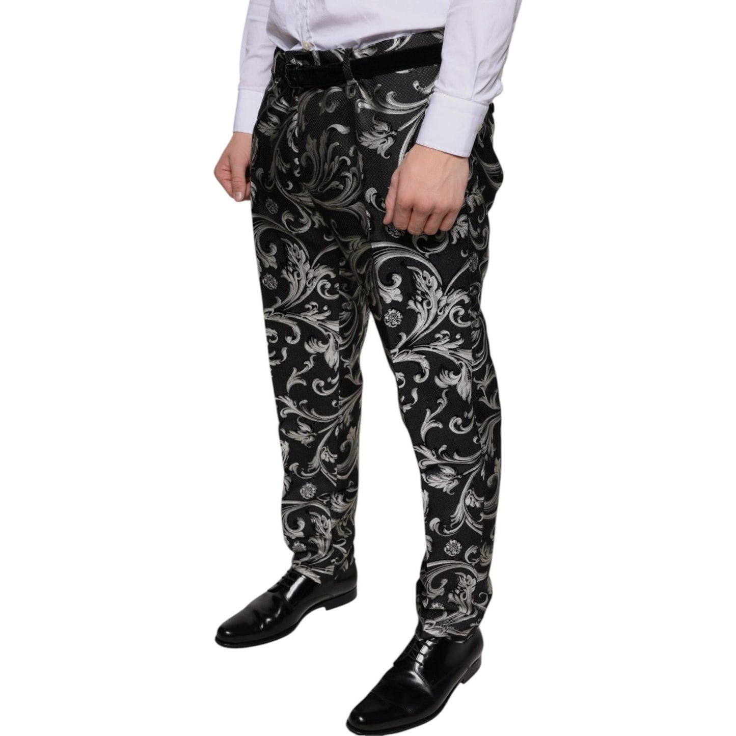 Dolce & Gabbana Black Jacquard Skinny Dress Pants Dolce & Gabbana