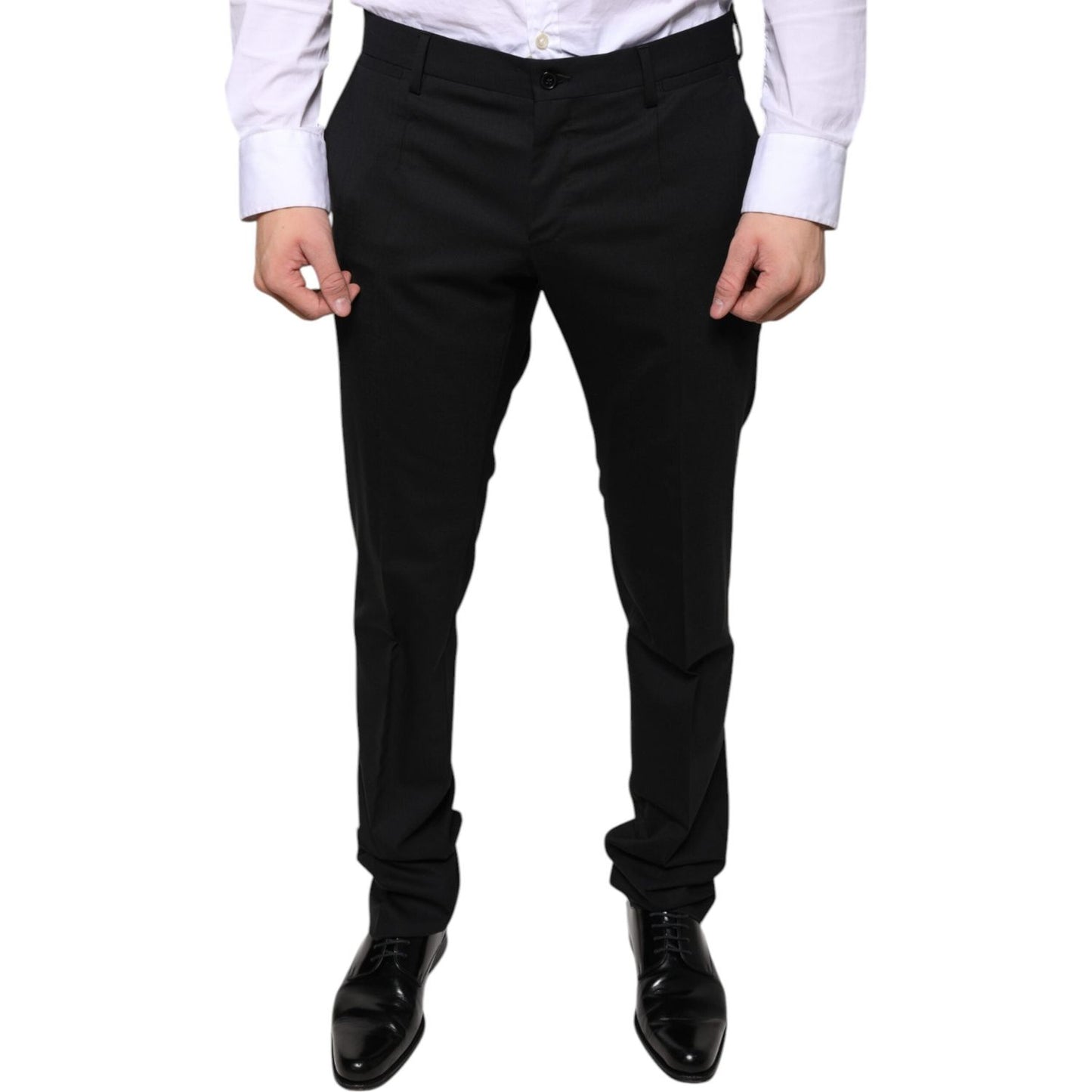 Dolce & Gabbana Black Wool Skinny Dress Formal Pants Dolce & Gabbana