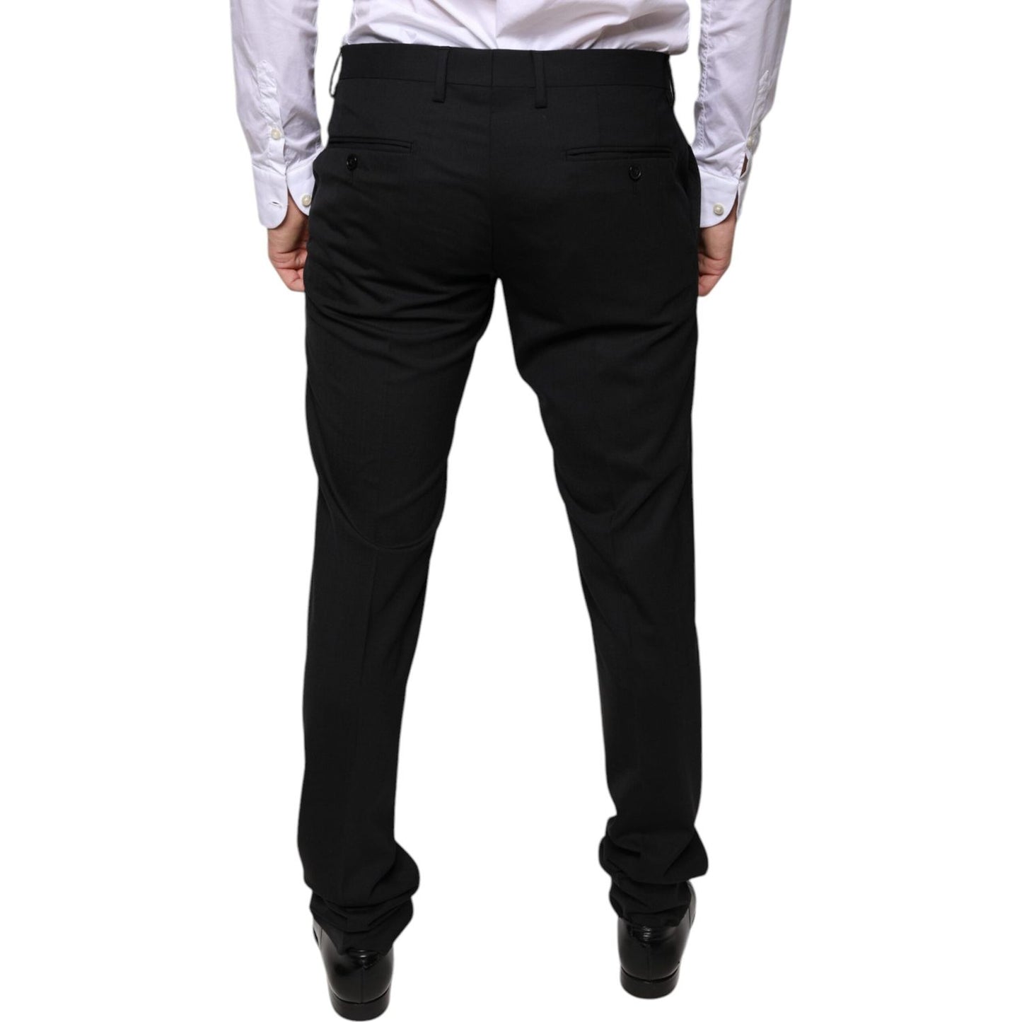 Dolce & Gabbana Black Wool Skinny Dress Formal Pants Dolce & Gabbana