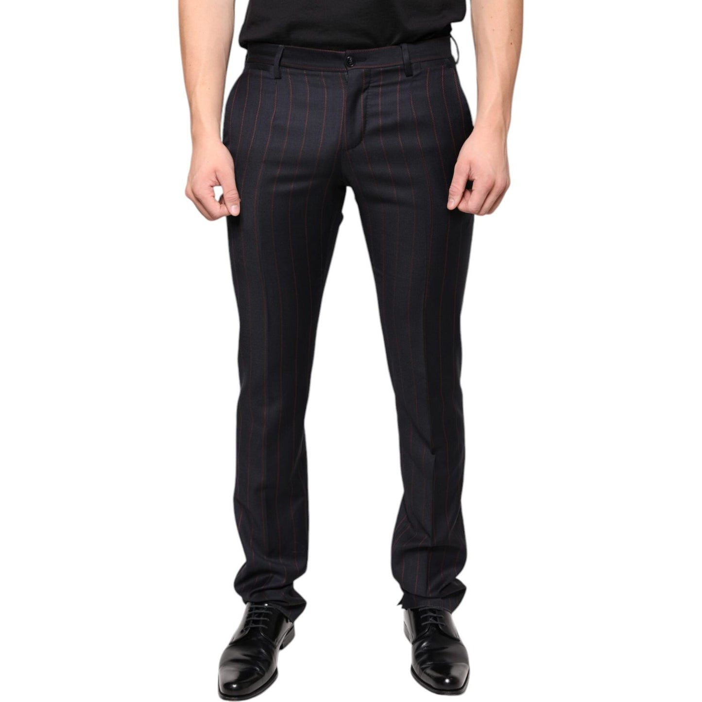 Dolce & Gabbana Black Stripes Skinny Men Dress Pants Dolce & Gabbana