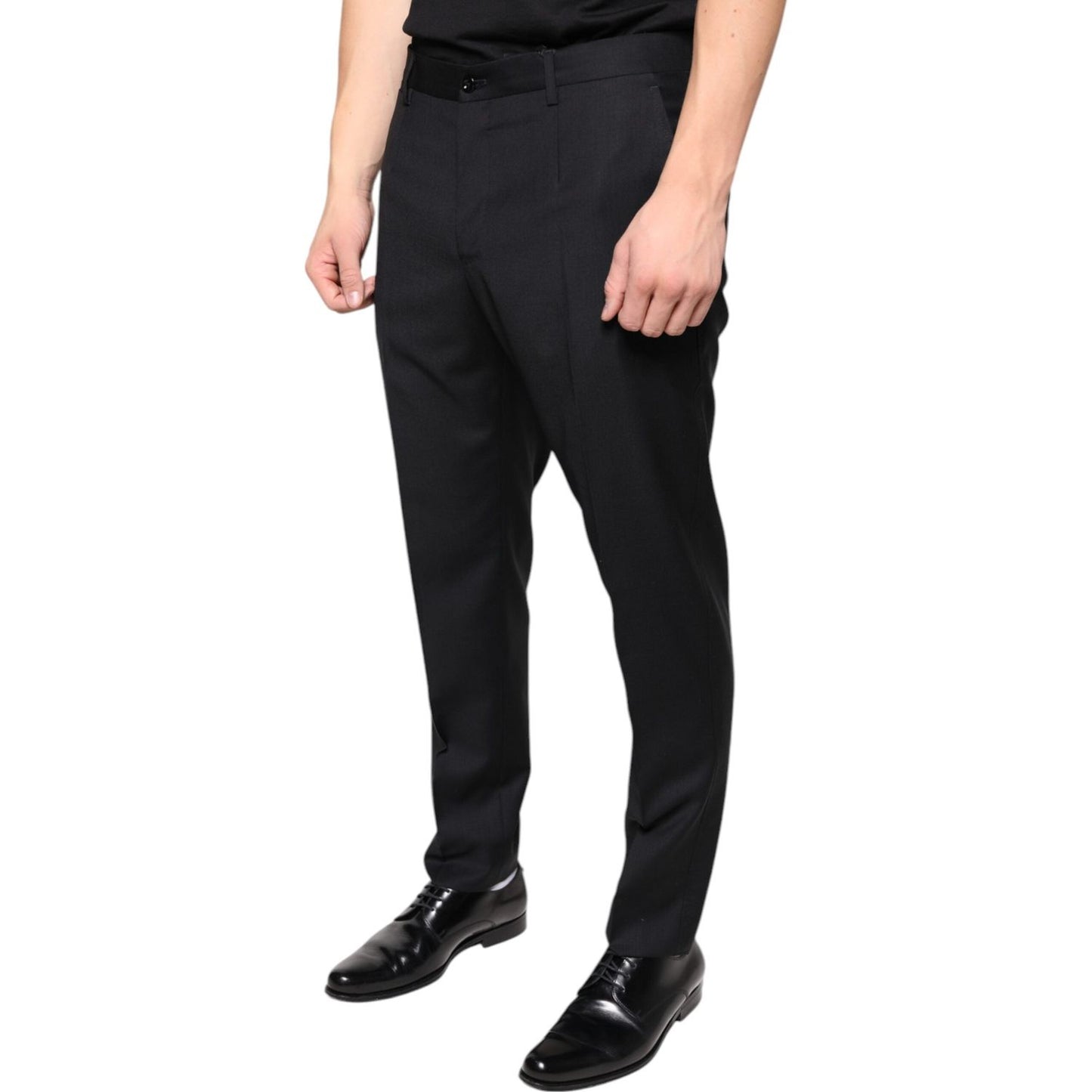 Dolce & Gabbana Black Wool Skinny Men Dress Pants Dolce & Gabbana