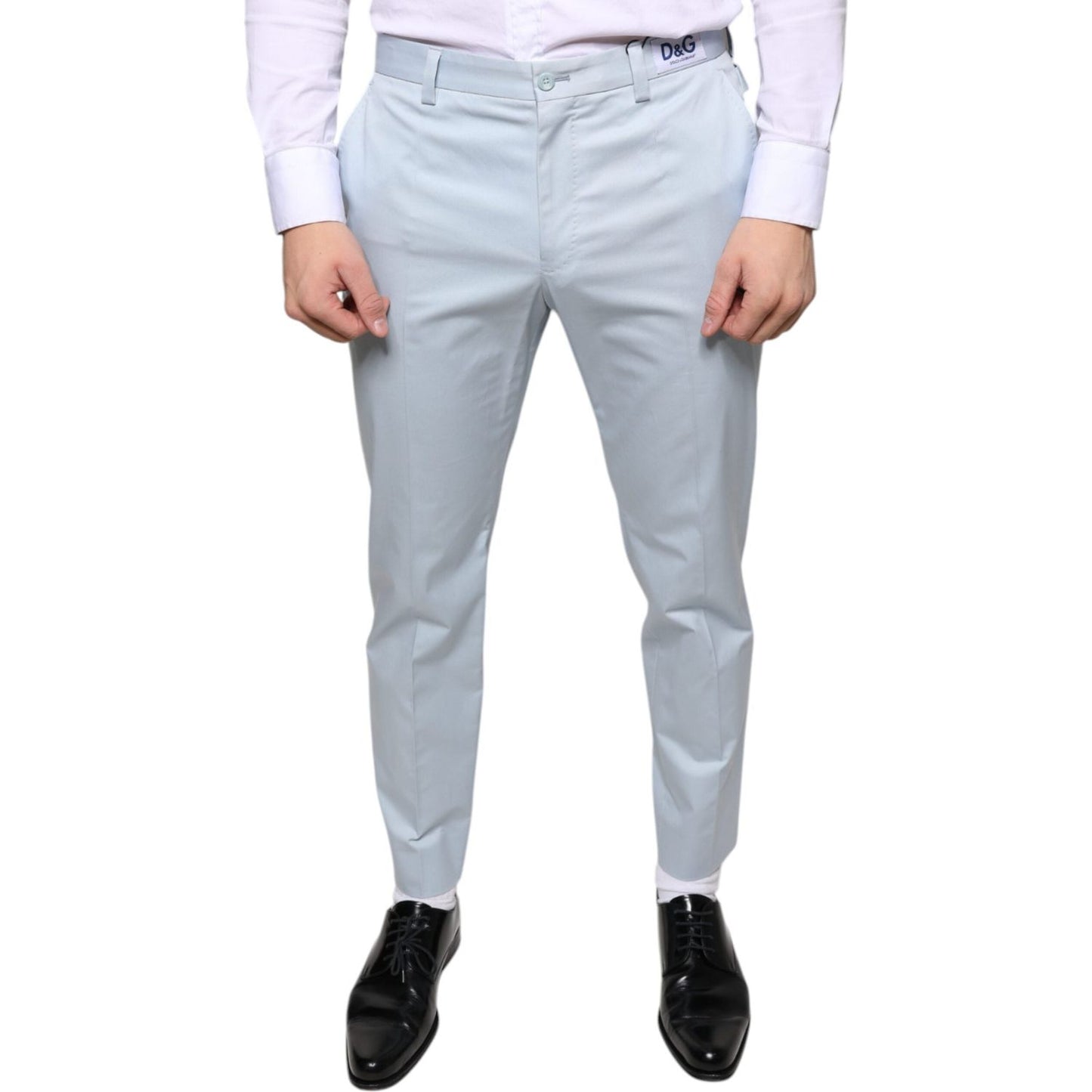 Dolce & Gabbana Light Blue Cotton Dress Pants Dolce & Gabbana