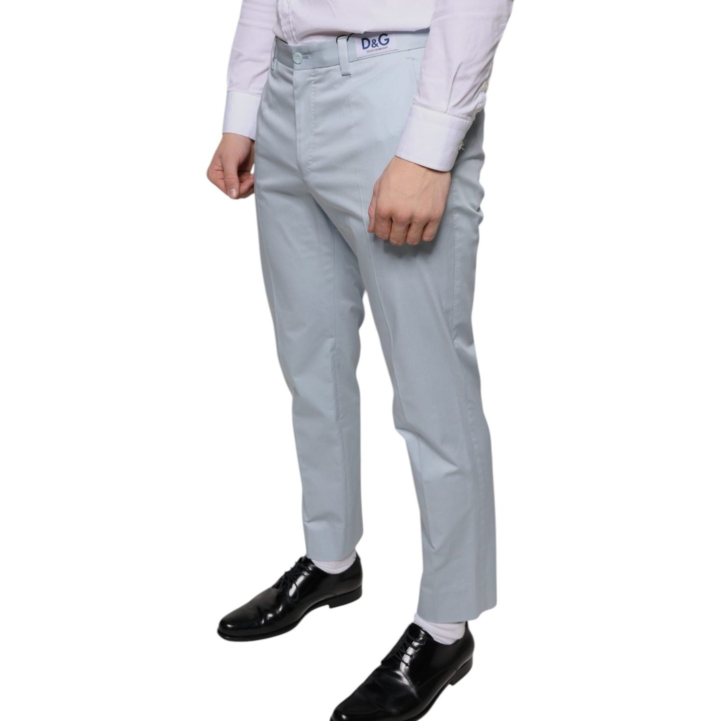 Dolce & Gabbana Light Blue Cotton Dress Pants Dolce & Gabbana