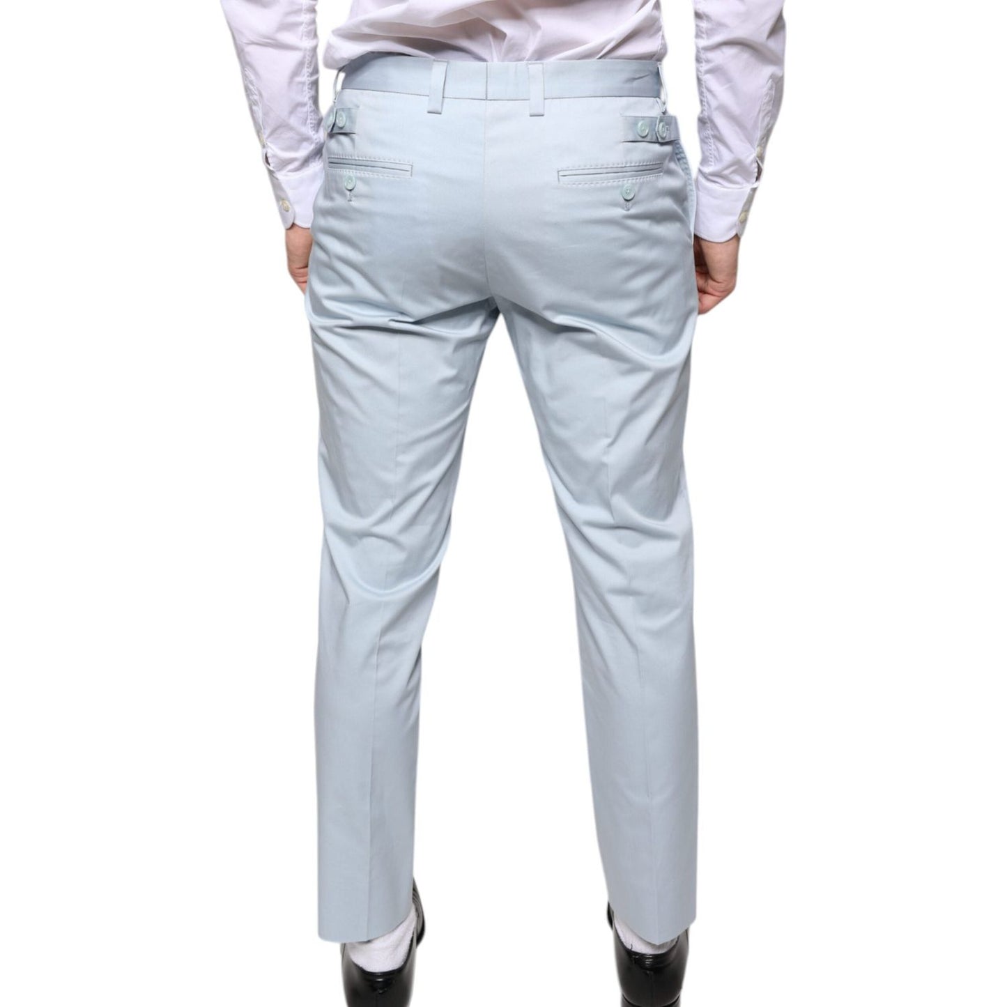 Dolce & Gabbana Light Blue Cotton Dress Pants Dolce & Gabbana