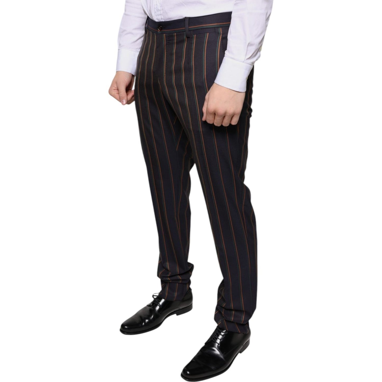 Dolce & Gabbana Brown Stripes Skinny Men Dress Pants Dolce & Gabbana