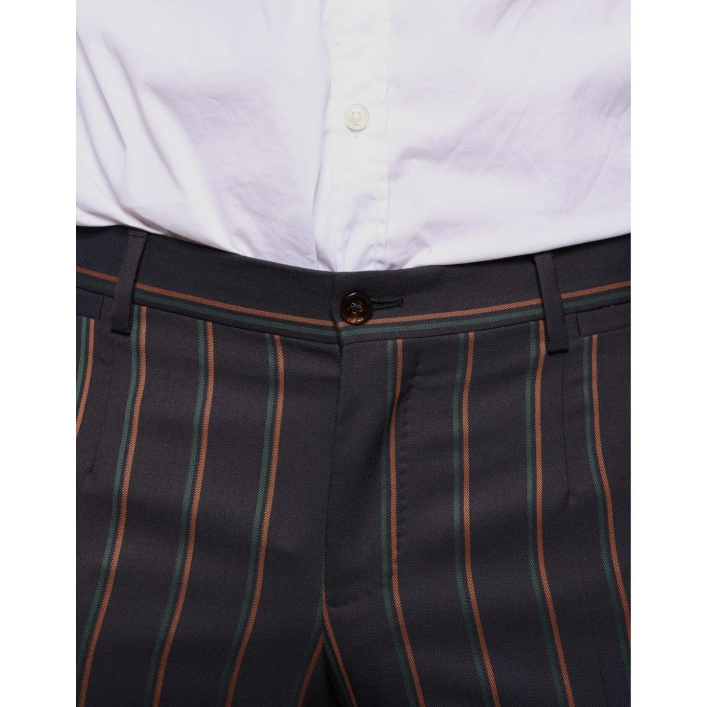 Dolce & Gabbana Brown Stripes Skinny Men Dress Pants Dolce & Gabbana