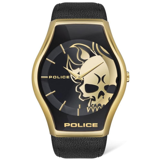 Police Black Leather Watch Police