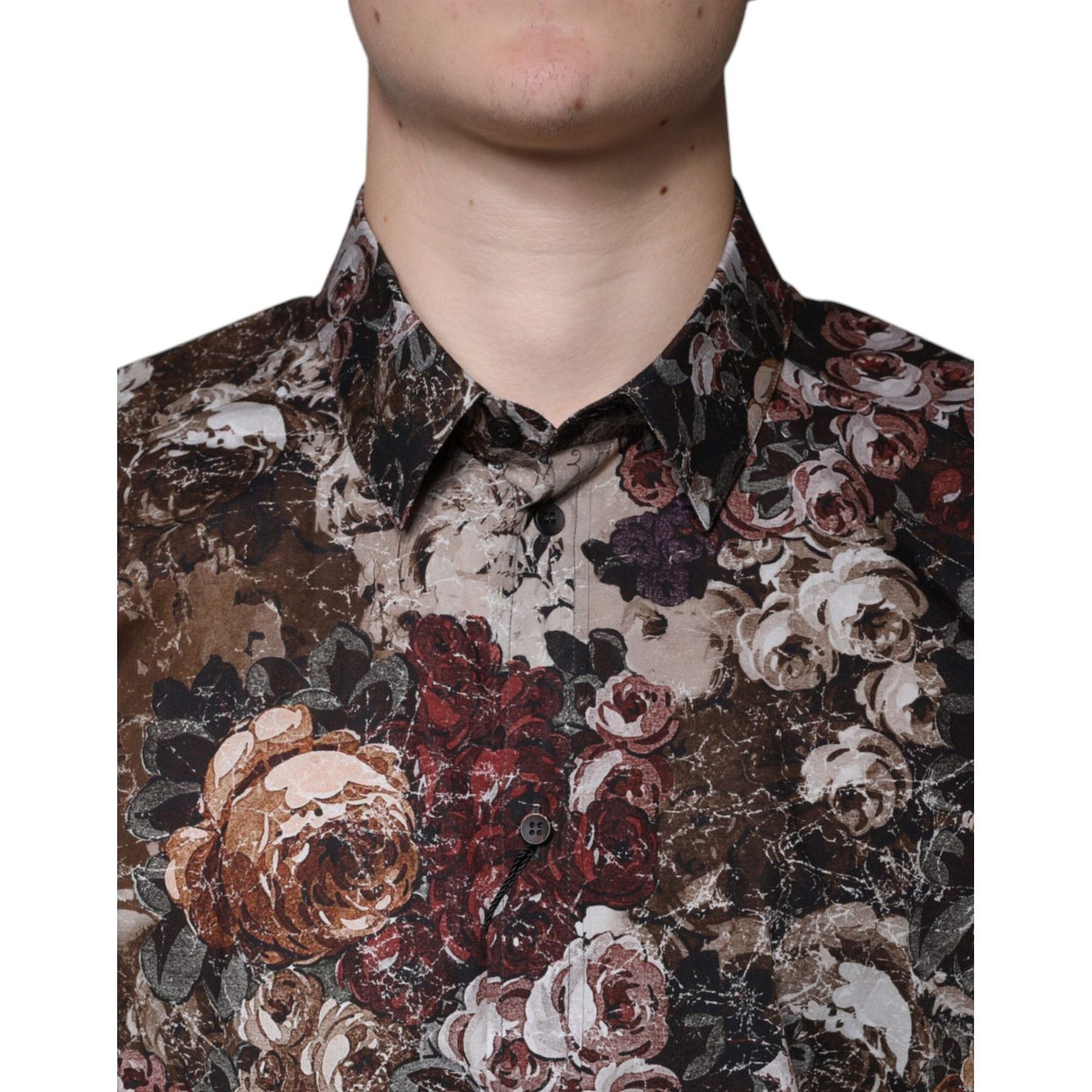 Dolce & Gabbana Multicolor Floral Cotton Men Dress GOLD Shirt Dolce & Gabbana