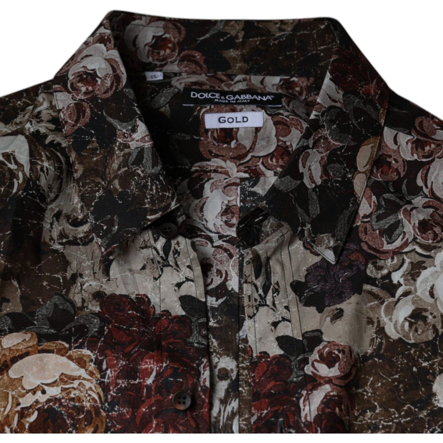 Dolce & Gabbana Multicolor Floral Cotton Men Dress GOLD Shirt Dolce & Gabbana