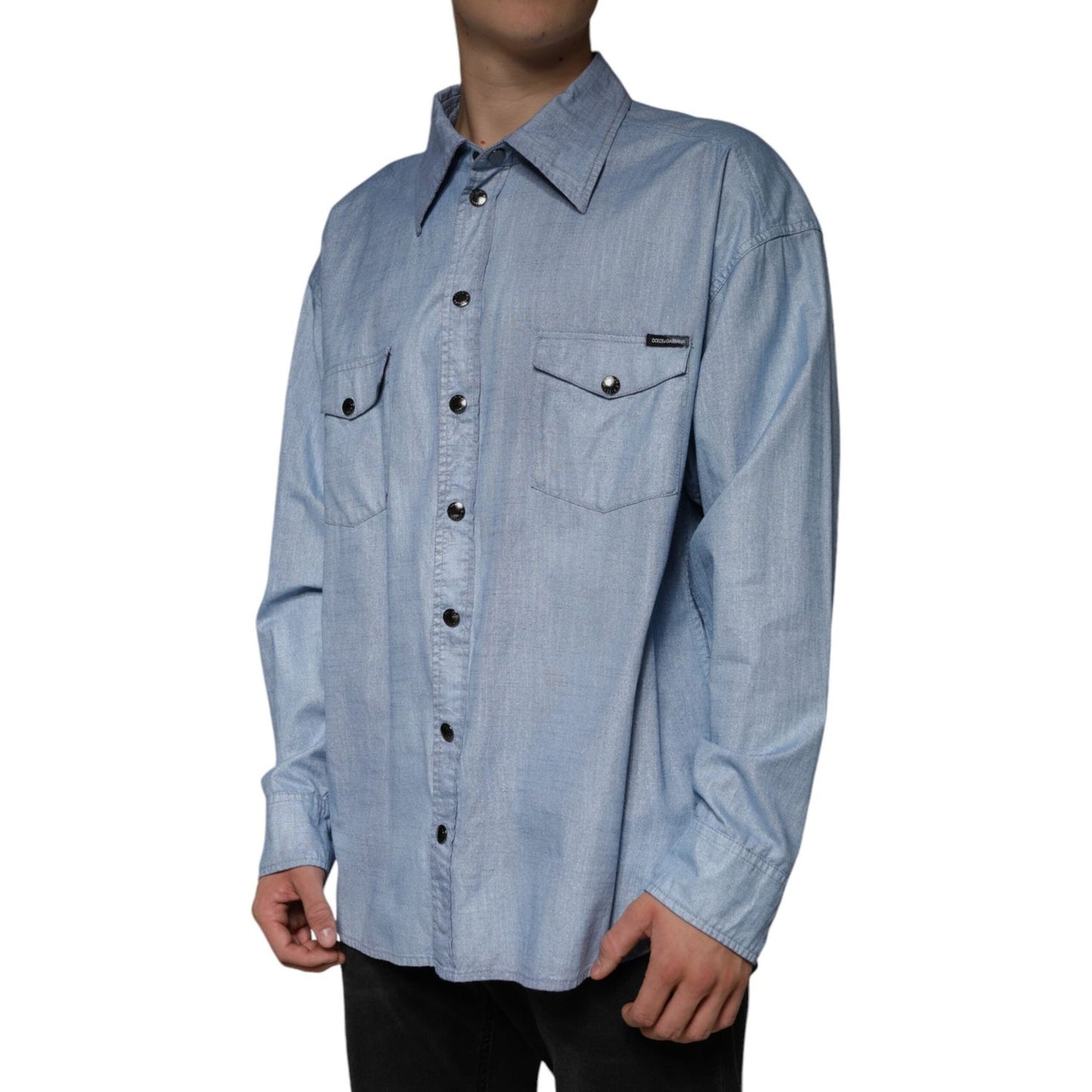 Dolce & Gabbana Light Blue Cotton Button Down Casual Shirt Dolce & Gabbana