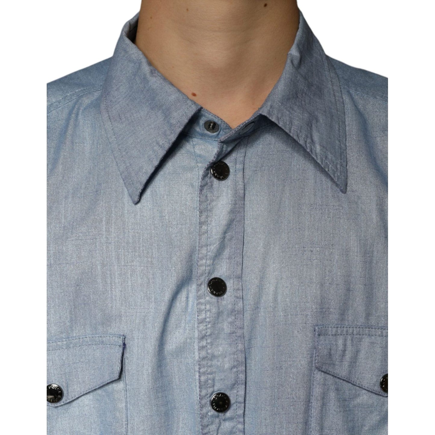 Dolce & Gabbana Light Blue Cotton Button Down Casual Shirt Dolce & Gabbana