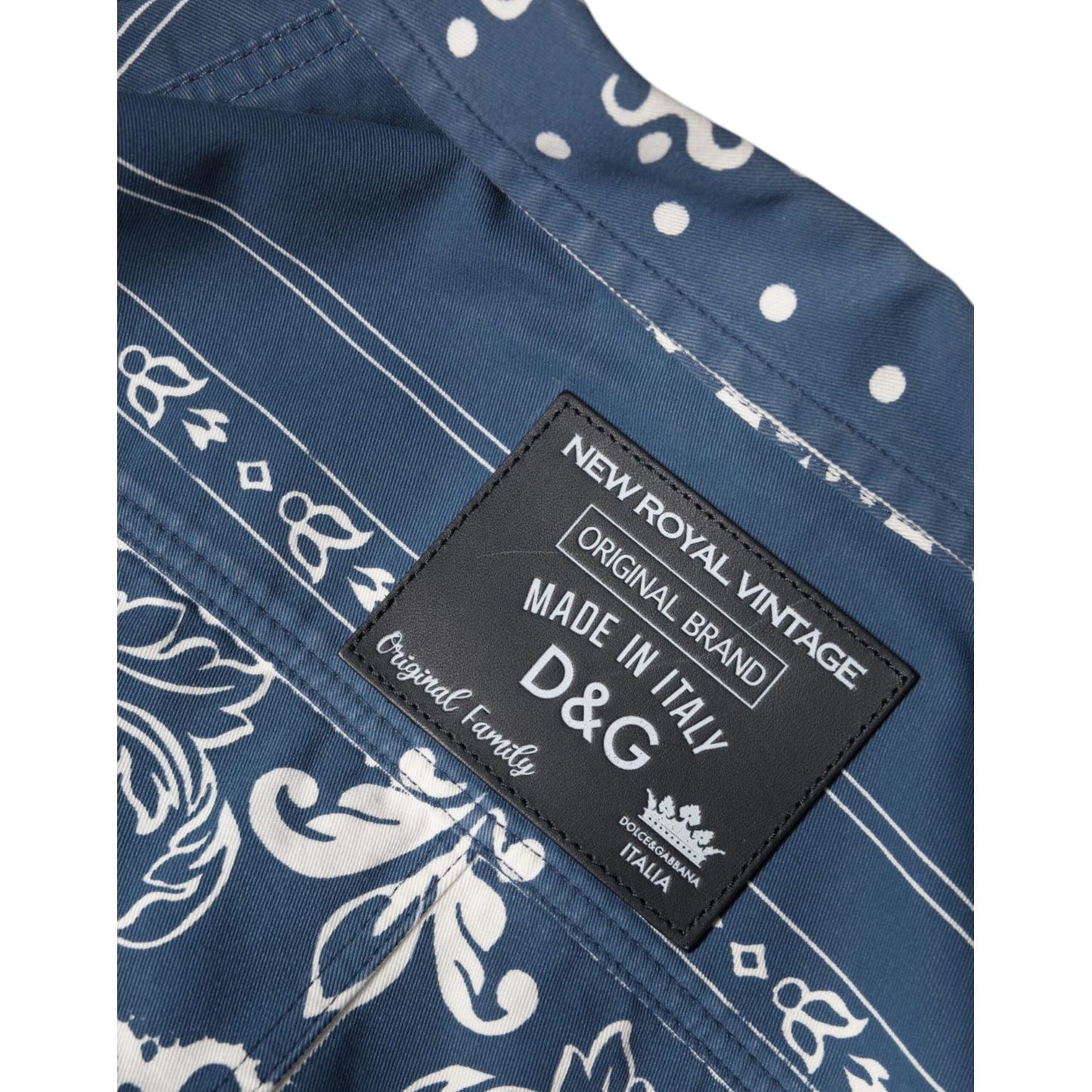 Dolce & Gabbana Blue White Bandana Print Cotton Casual Shirt Dolce & Gabbana