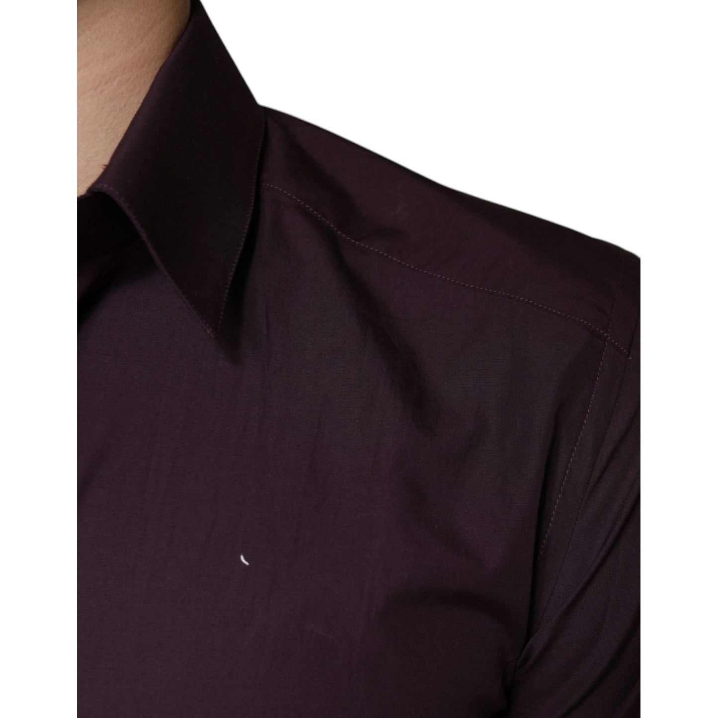 Dolce & Gabbana Dark Violet Cotton Dress GOLD Men Formal Shirt Dolce & Gabbana