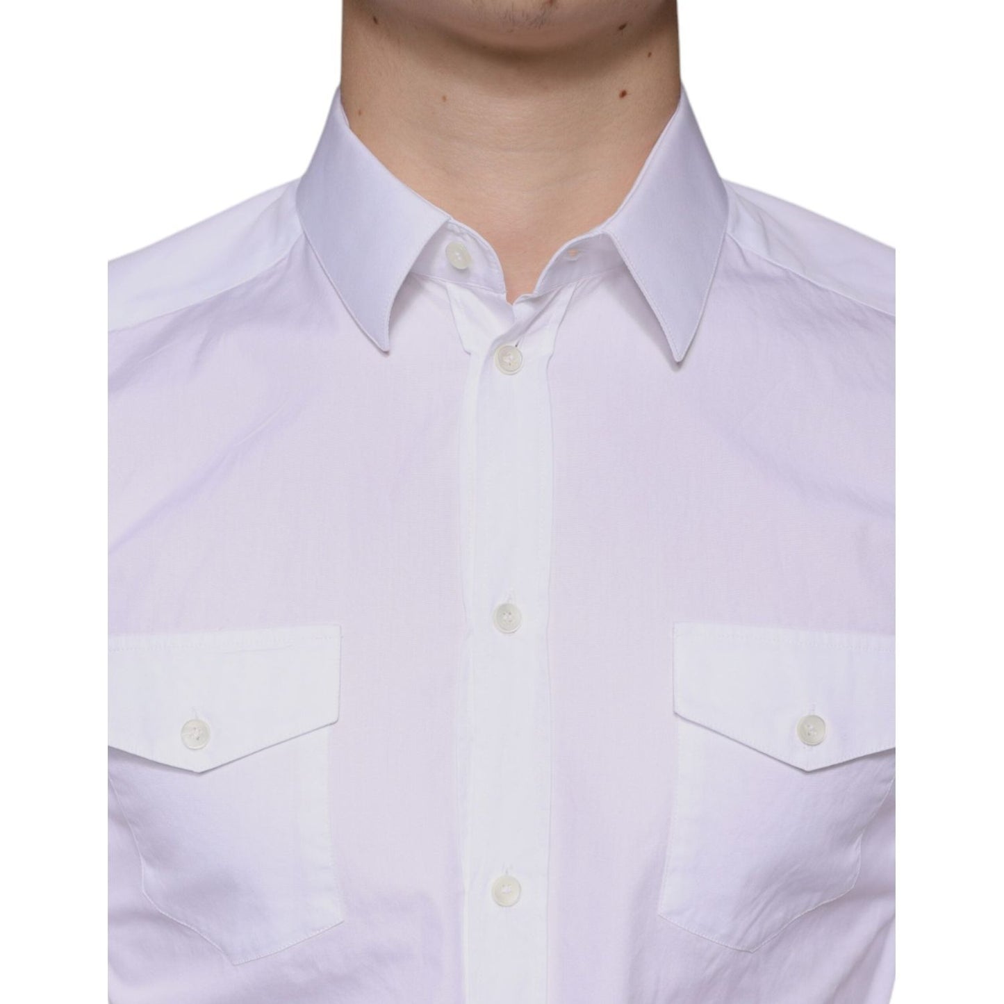 Dolce & Gabbana White Cotton Casual GOLD Short Sleeves Shirt Dolce & Gabbana