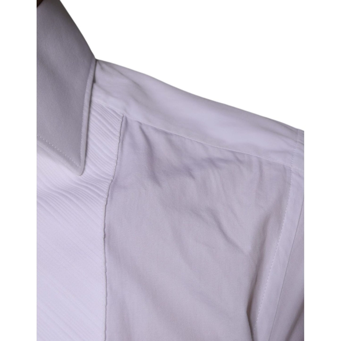 Dolce & Gabbana White Bib Cotton Poplin GOLD Men Formal Shirt Dolce & Gabbana