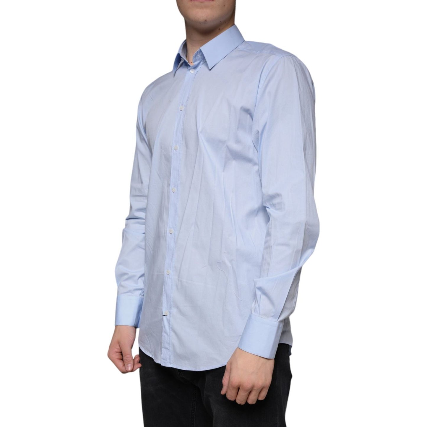 Dolce & Gabbana Light Blue MARTINI Cotton Dress Formal Shirt Dolce & Gabbana