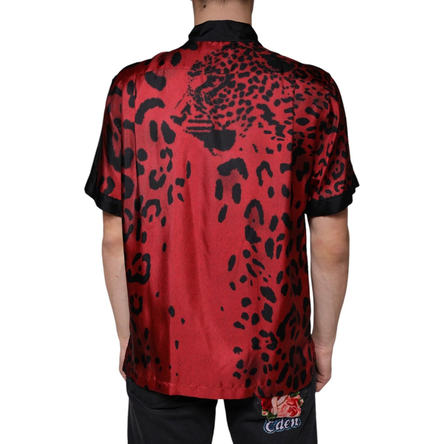 Dolce & Gabbana Red Leopard Silk Button Down Casual Shirt Dolce & Gabbana