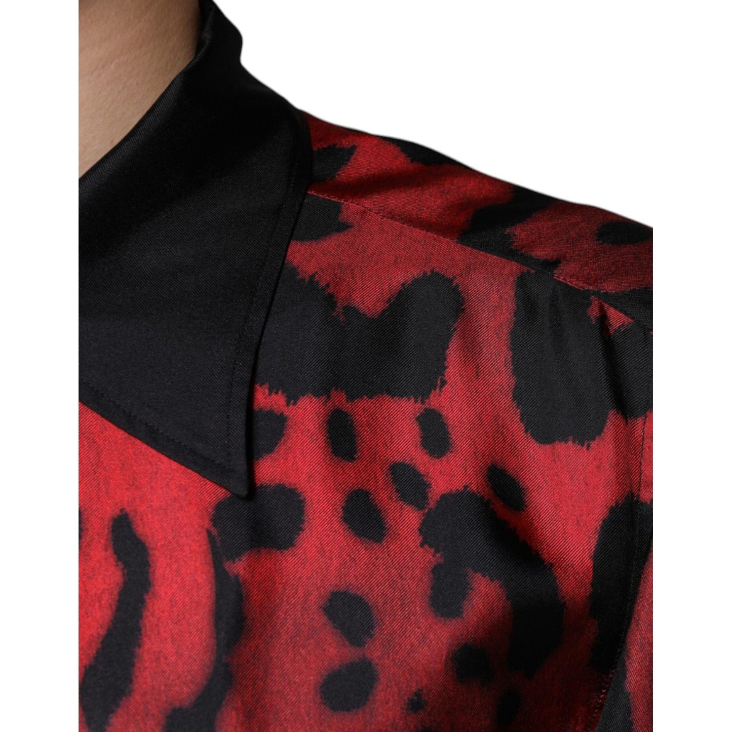 Dolce & Gabbana Red Leopard Silk Button Down Casual Shirt Dolce & Gabbana