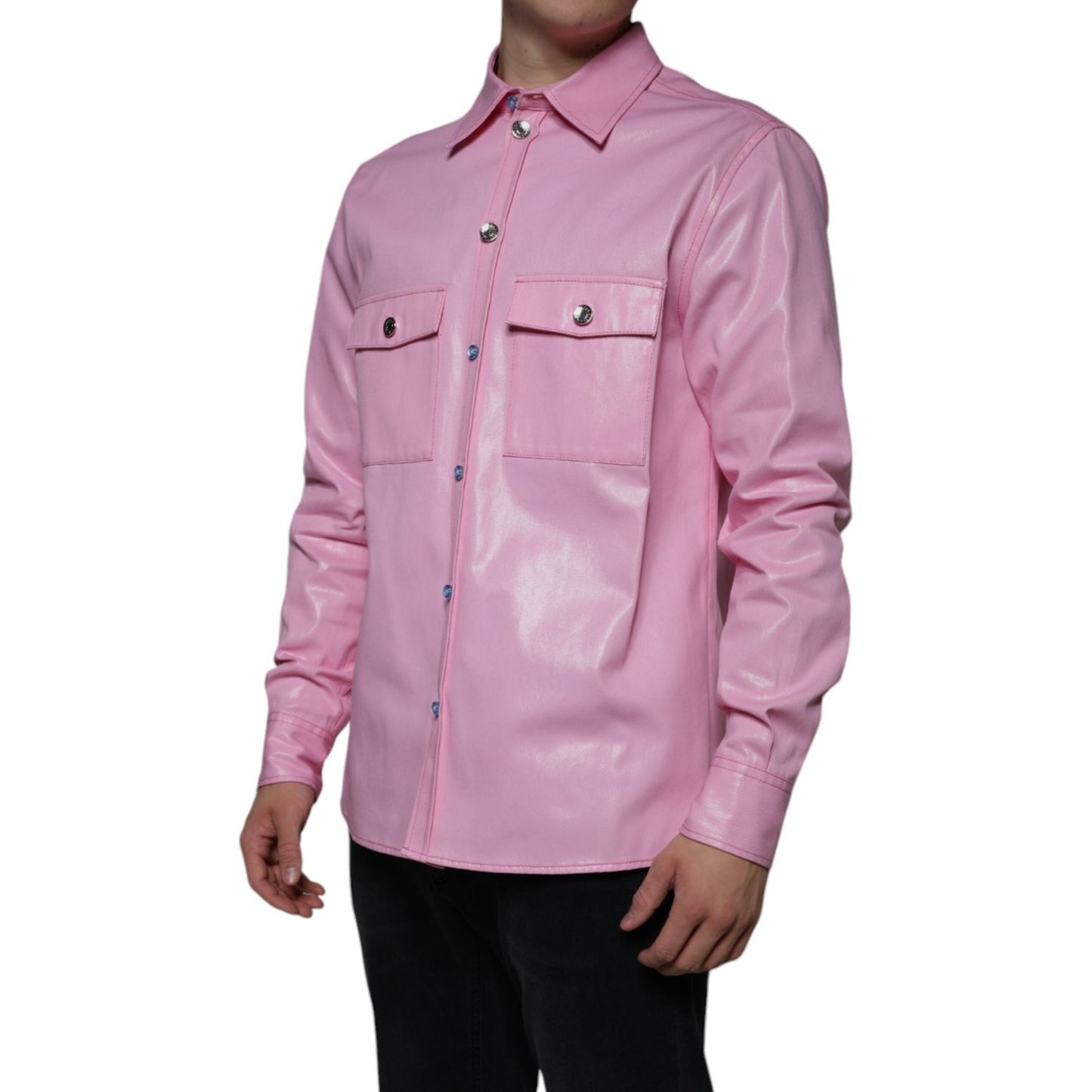 Dolce & Gabbana Pink Cotton Collared Button Down Shirt Dolce & Gabbana