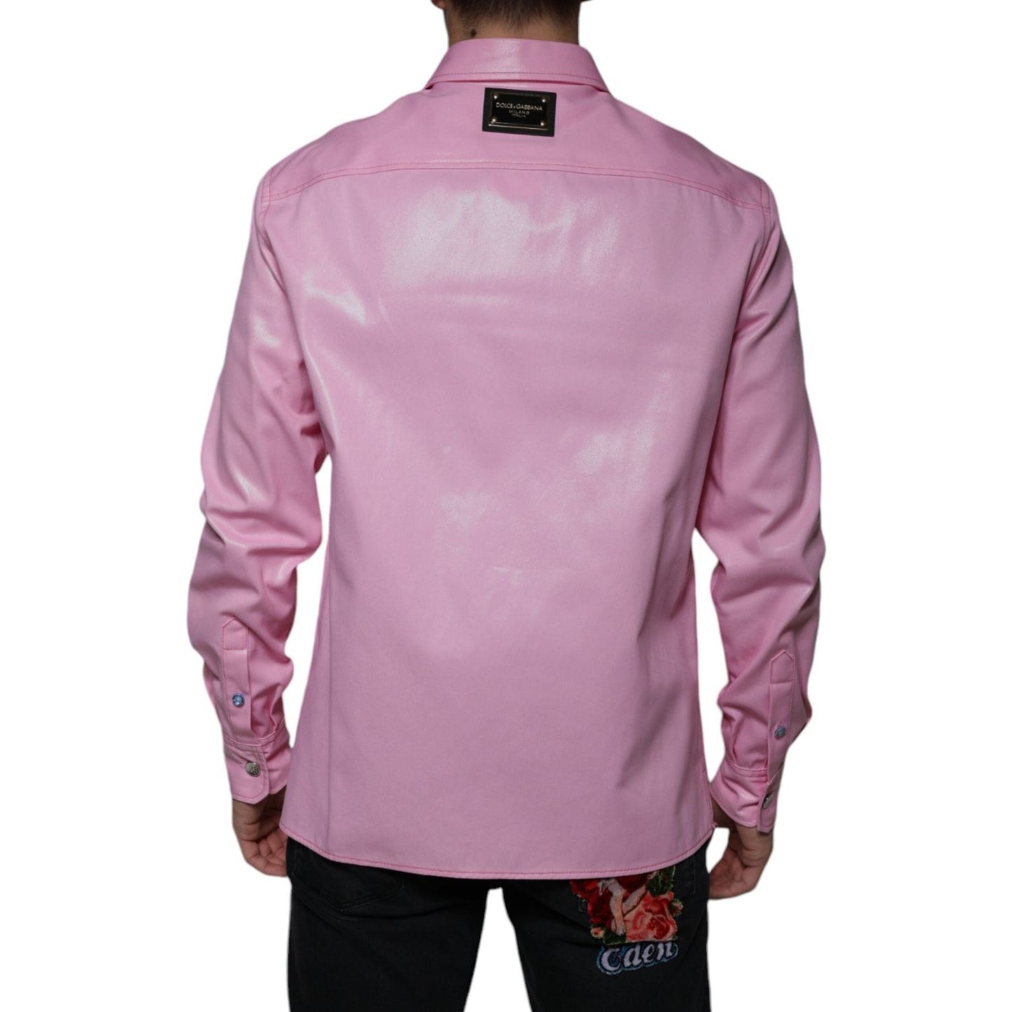 Dolce & Gabbana Pink Cotton Collared Button Down Shirt Dolce & Gabbana