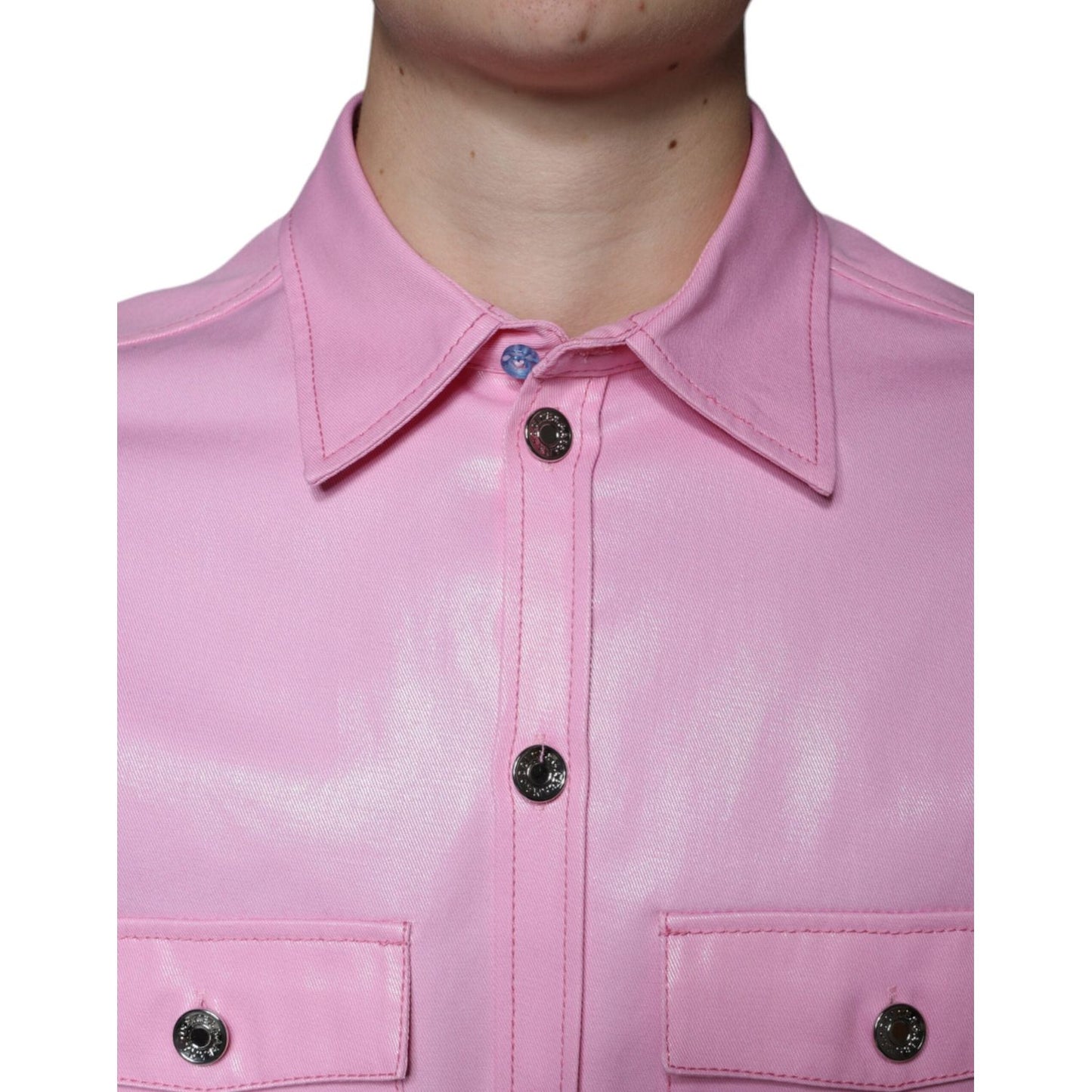 Dolce & Gabbana Pink Cotton Collared Button Down Shirt Dolce & Gabbana