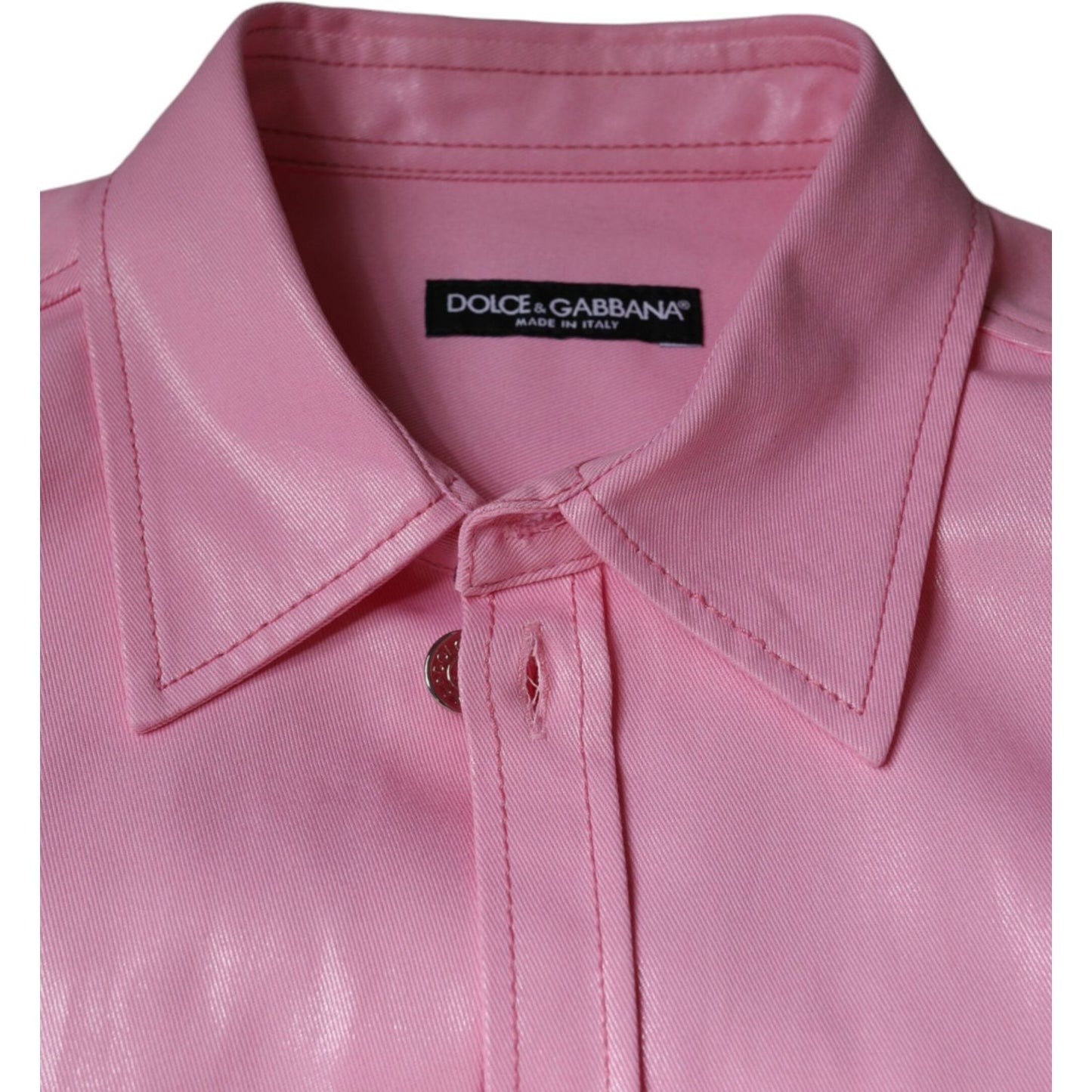 Dolce & Gabbana Pink Cotton Collared Button Down Shirt Dolce & Gabbana