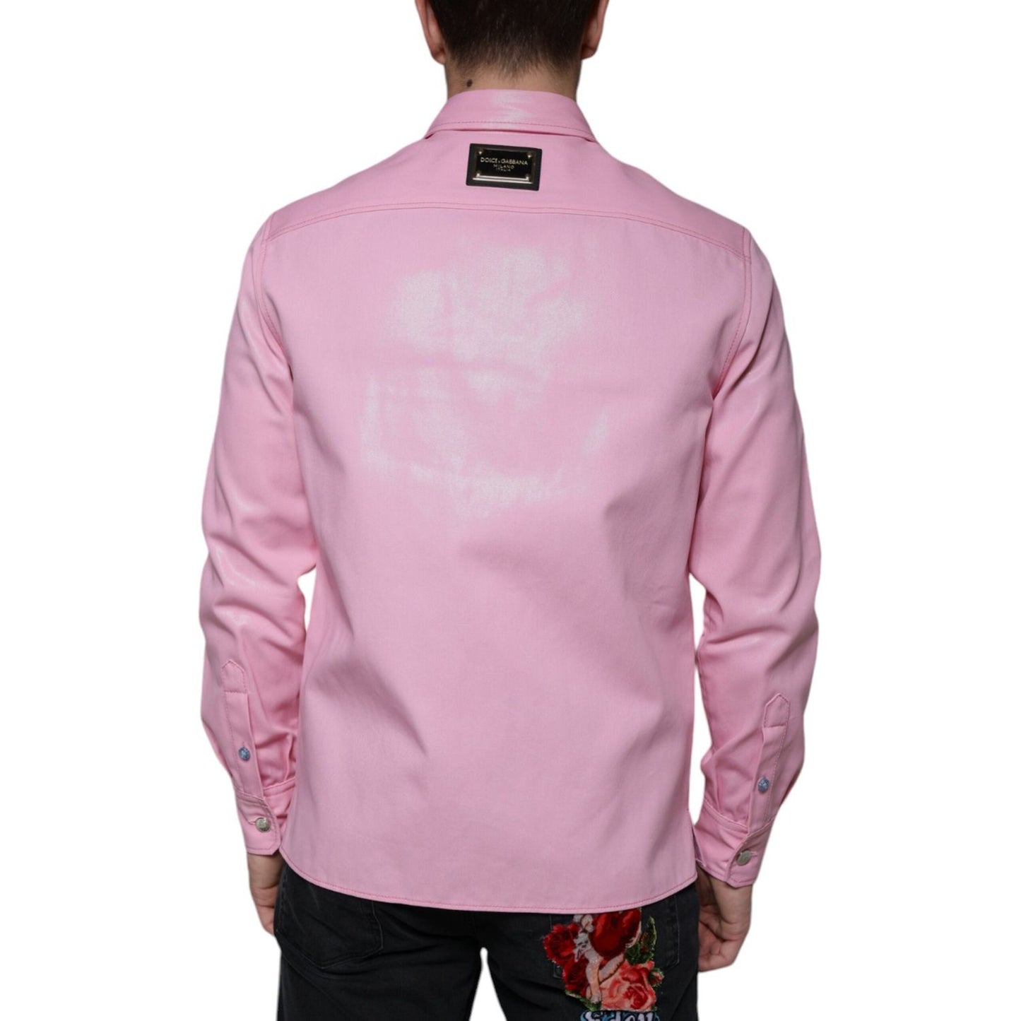 Dolce & Gabbana Pink Cotton Collared Button Down Shirt Dolce & Gabbana